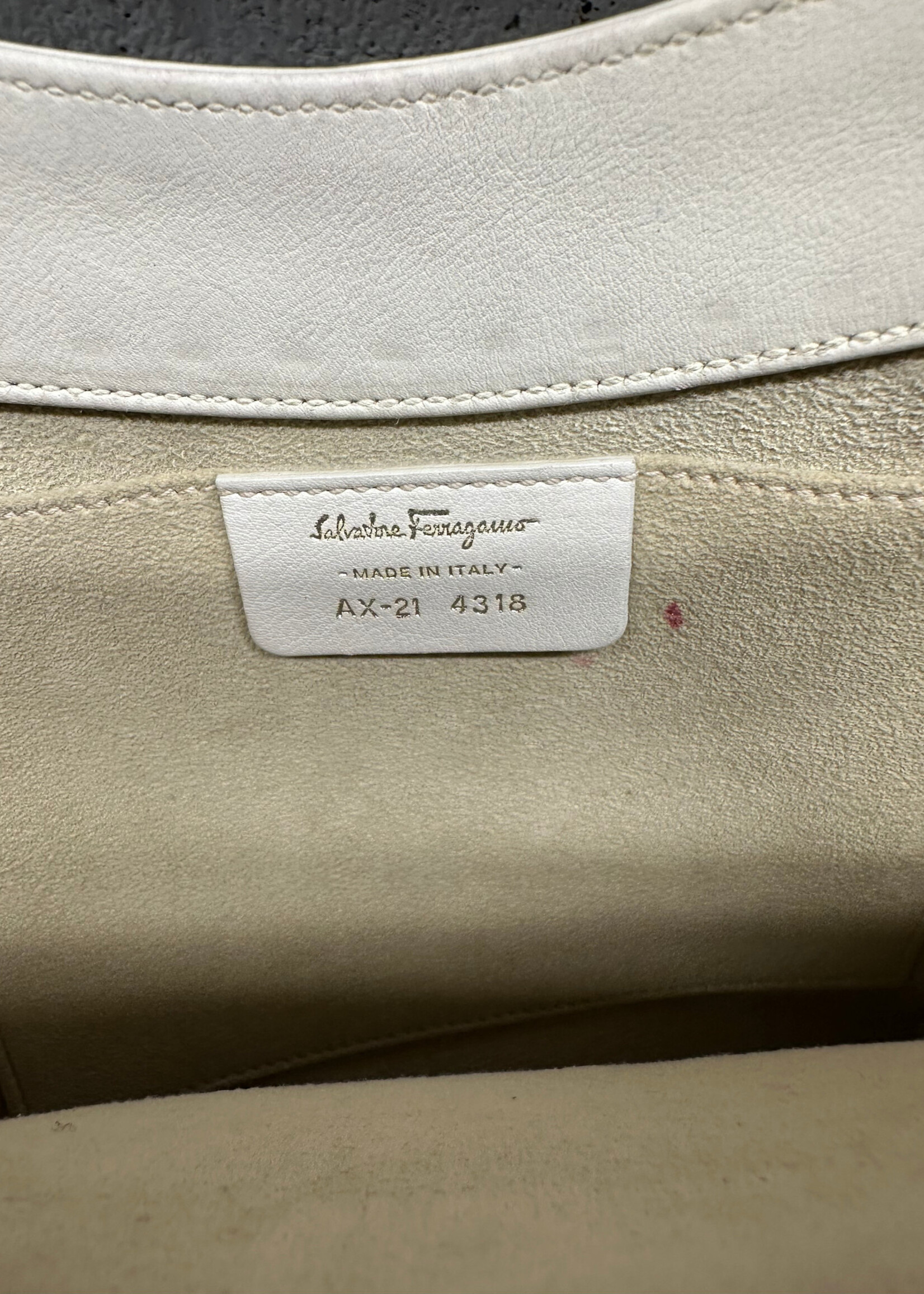 Ferragamo White Wood Trim Y2K Handbag