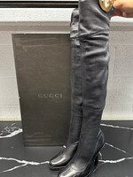Gucci Y2K Black Over the Knee Logo Boots 8