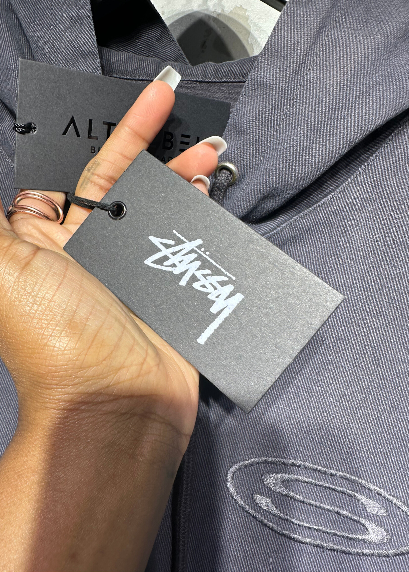 Stussy NWT Grey Big Logo Poncho Hoodie Masc M