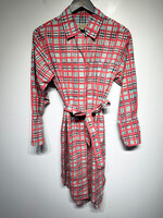 Burberry NWT Red Plaid Shirt Dress W/ Belt XS