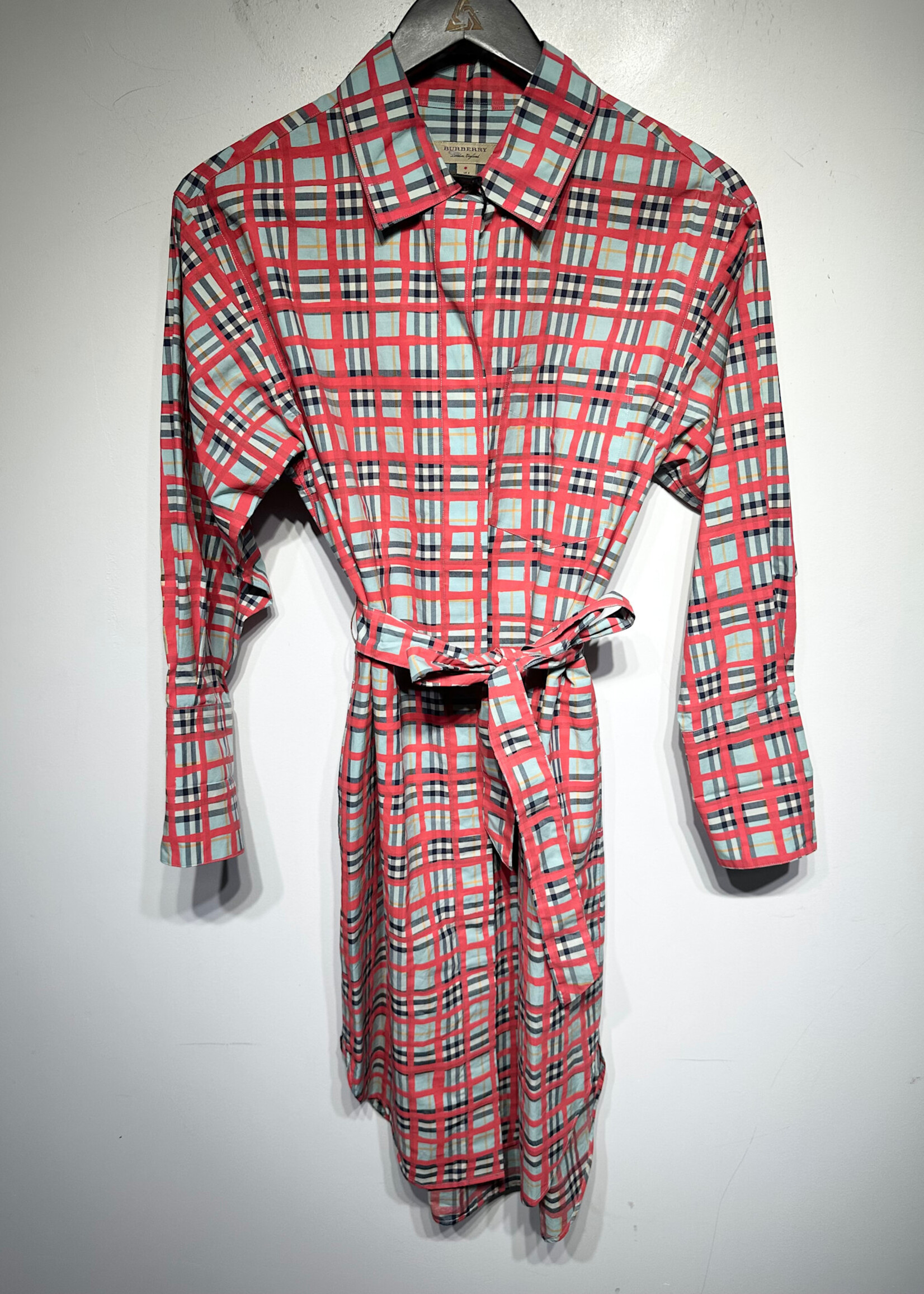 Burberry NWT Red Plaid Shirt Dress W/ Belt XS
