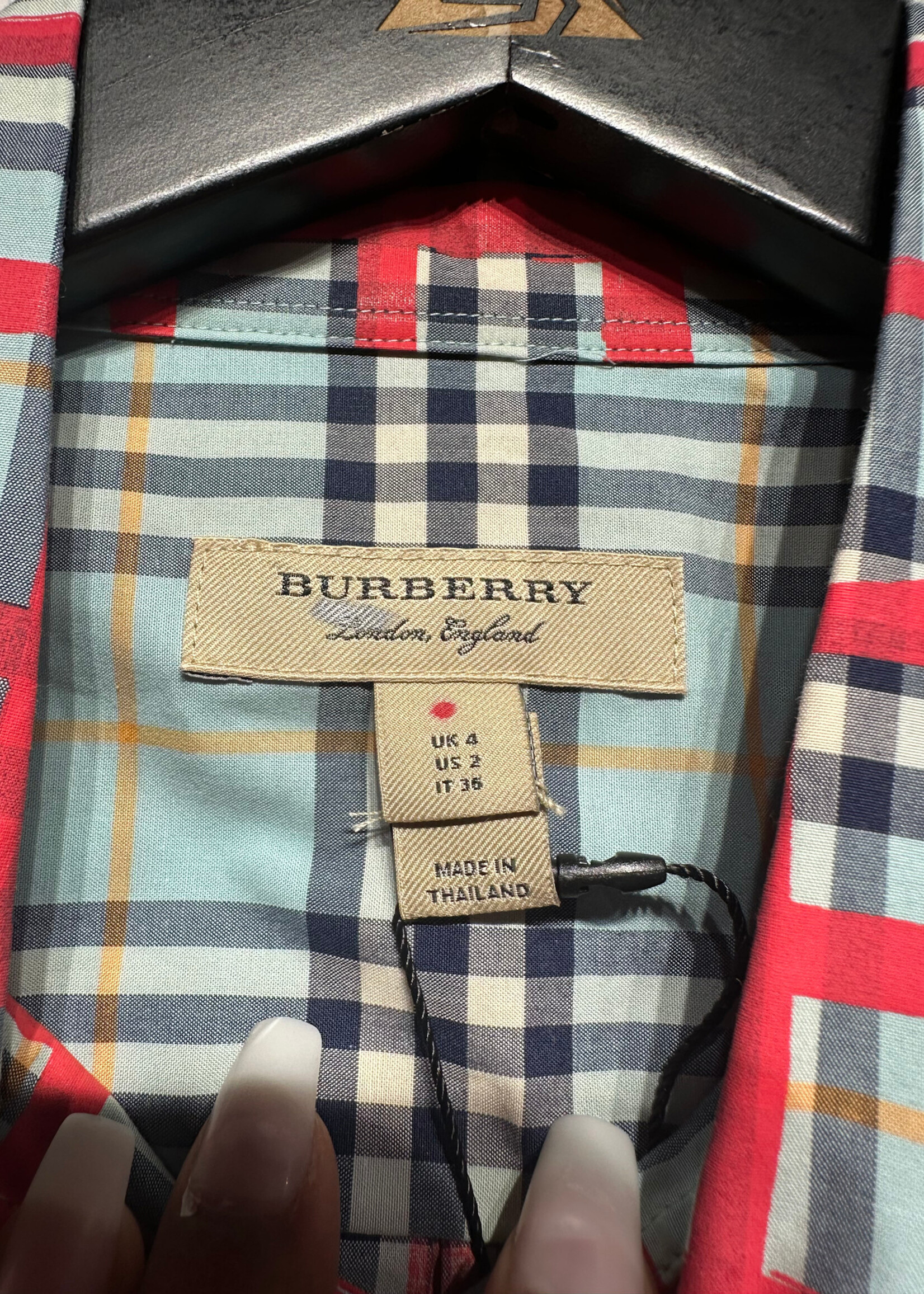 Burberry NWT Red Plaid Shirt Dress W/ Belt XS