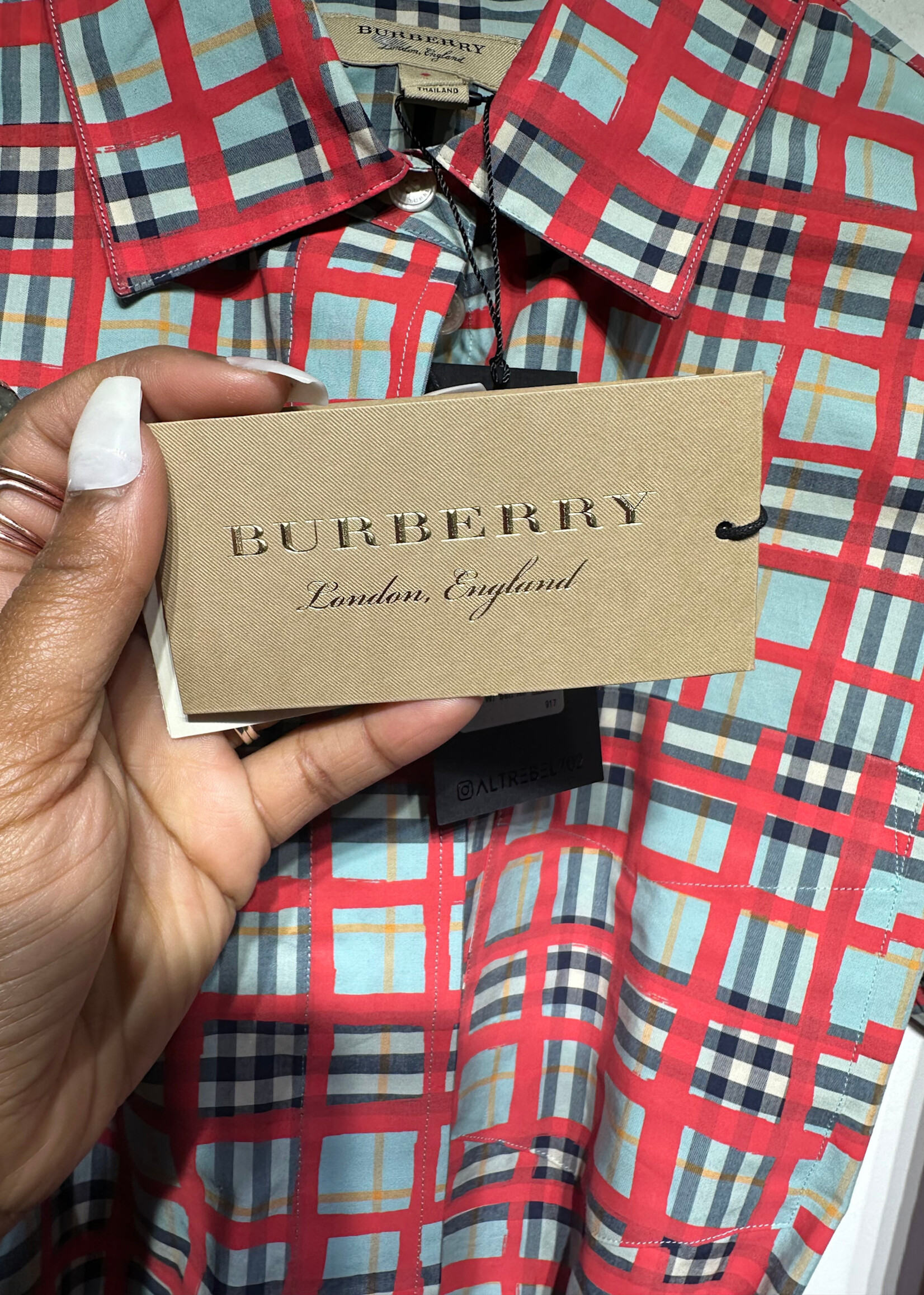 Burberry NWT Red Plaid Shirt Dress W/ Belt XS