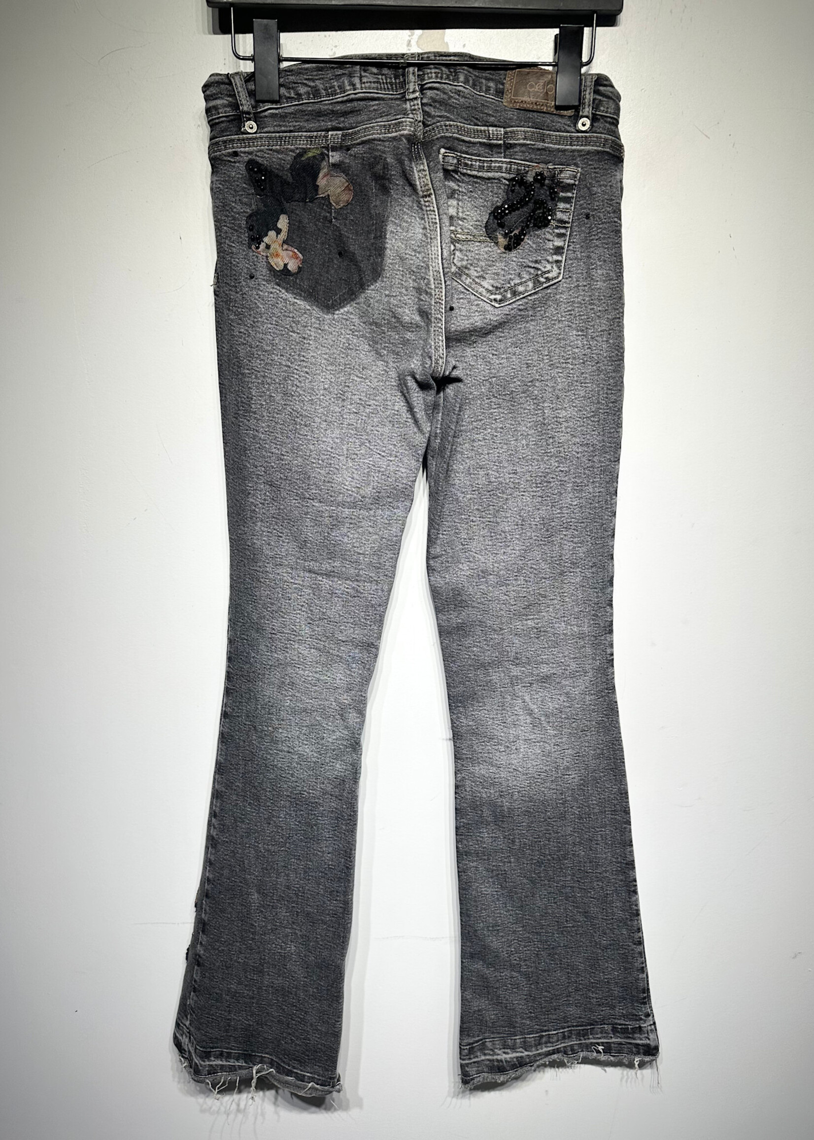 Celo Y2k Grey Wash Bedazzled Stitch Detail Flares 28