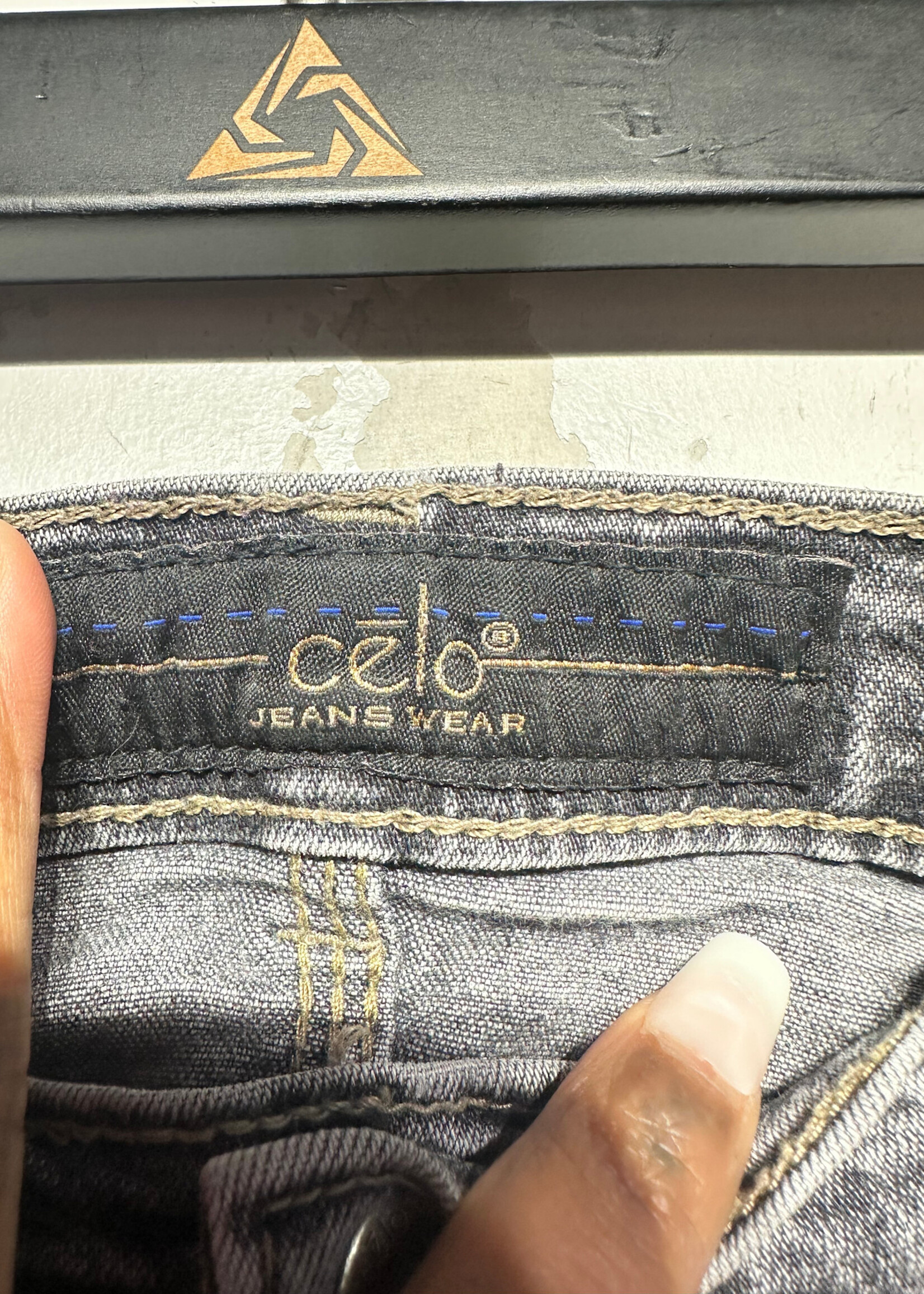 Celo Y2k Grey Wash Bedazzled Stitch Detail Flares 28