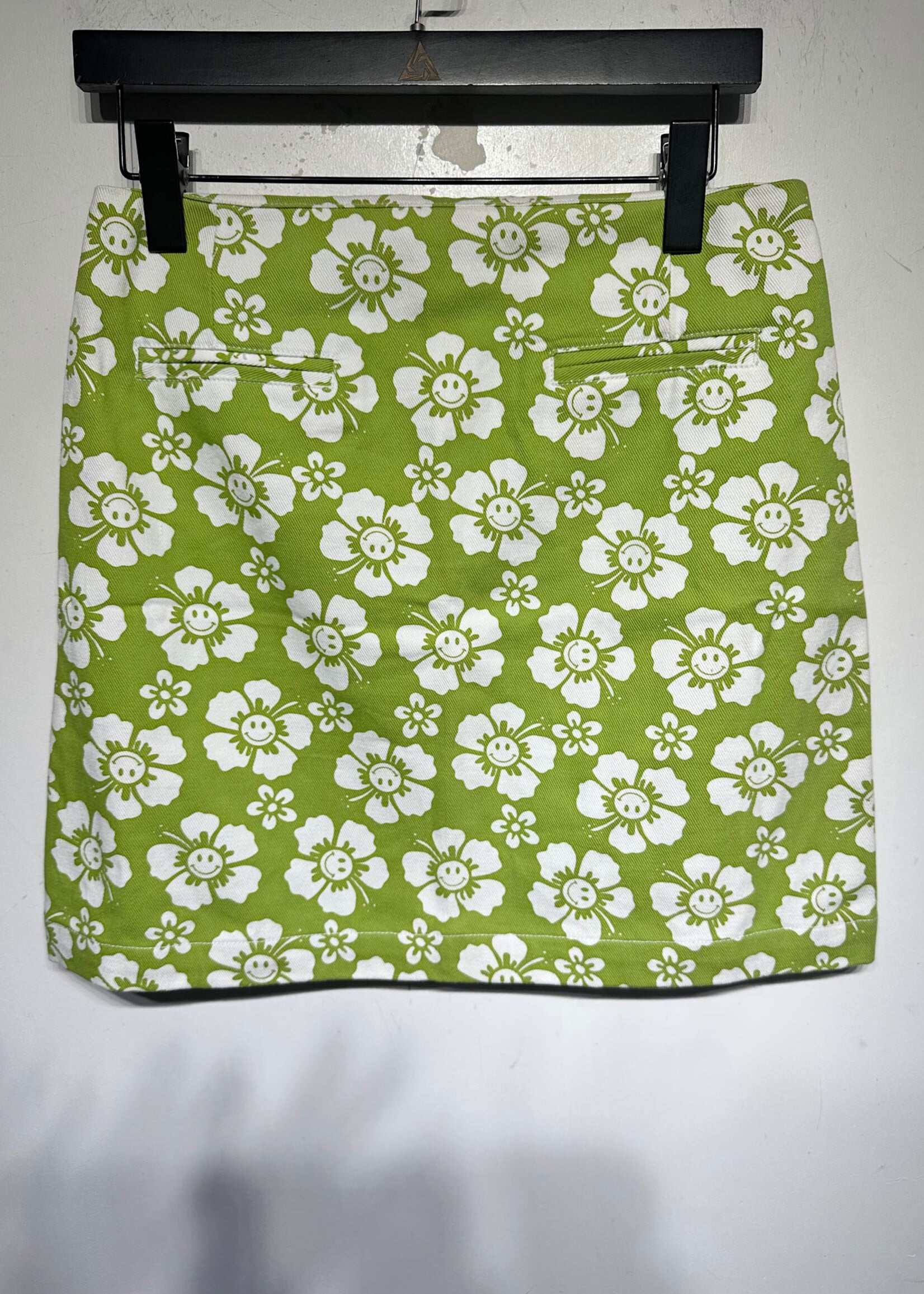 Holiday Green Smiley Print Skirt 29