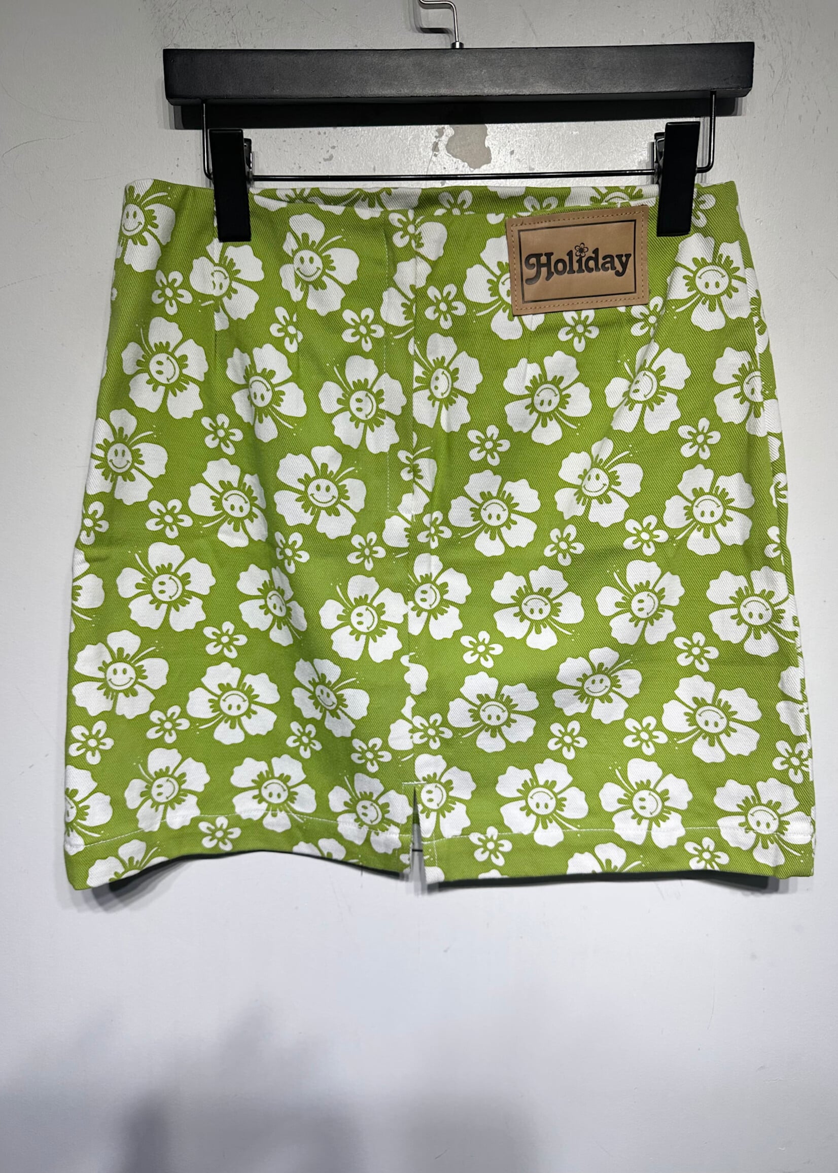 Holiday Green Smiley Print Skirt 29