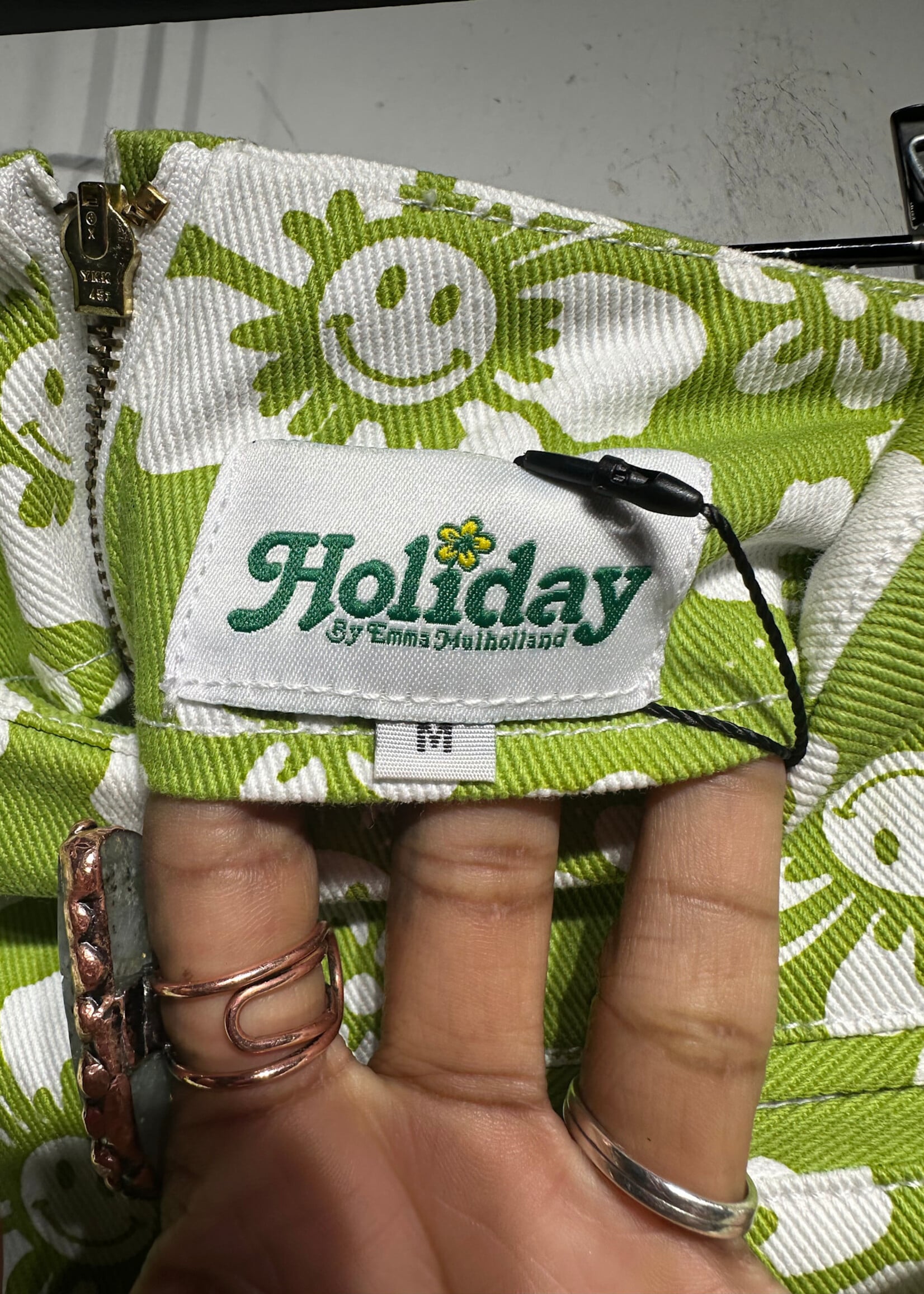 Holiday Green Smiley Print Skirt 29