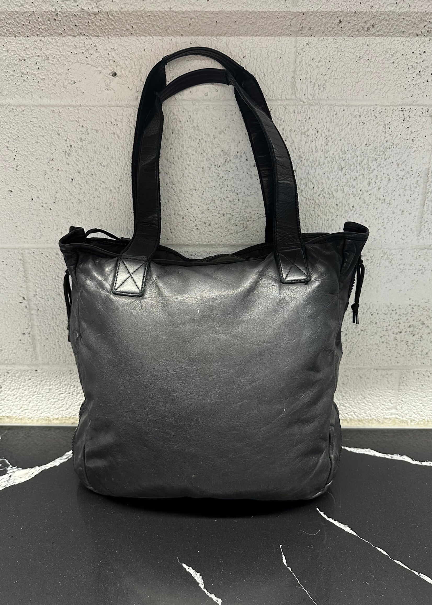 Allsaints Black Leather Side Zip Tote