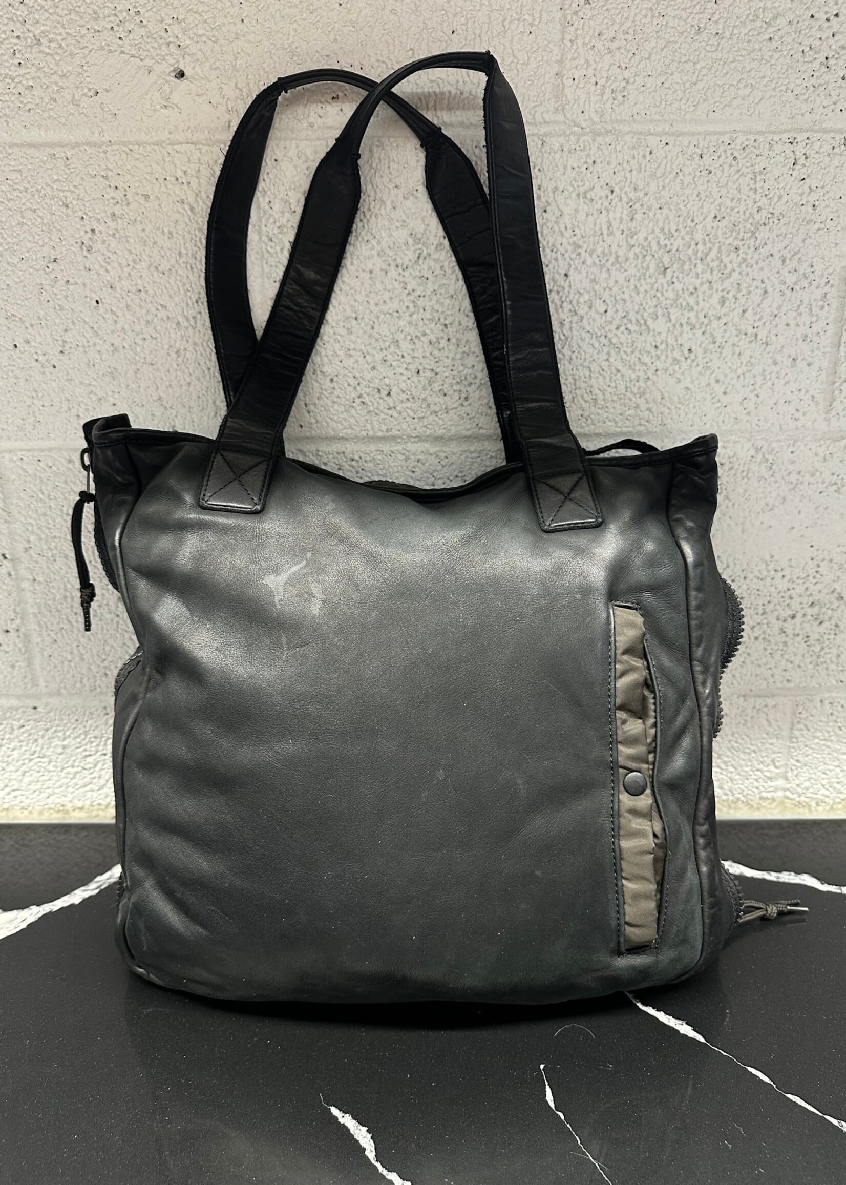 Allsaints Black Leather Side Zip Tote