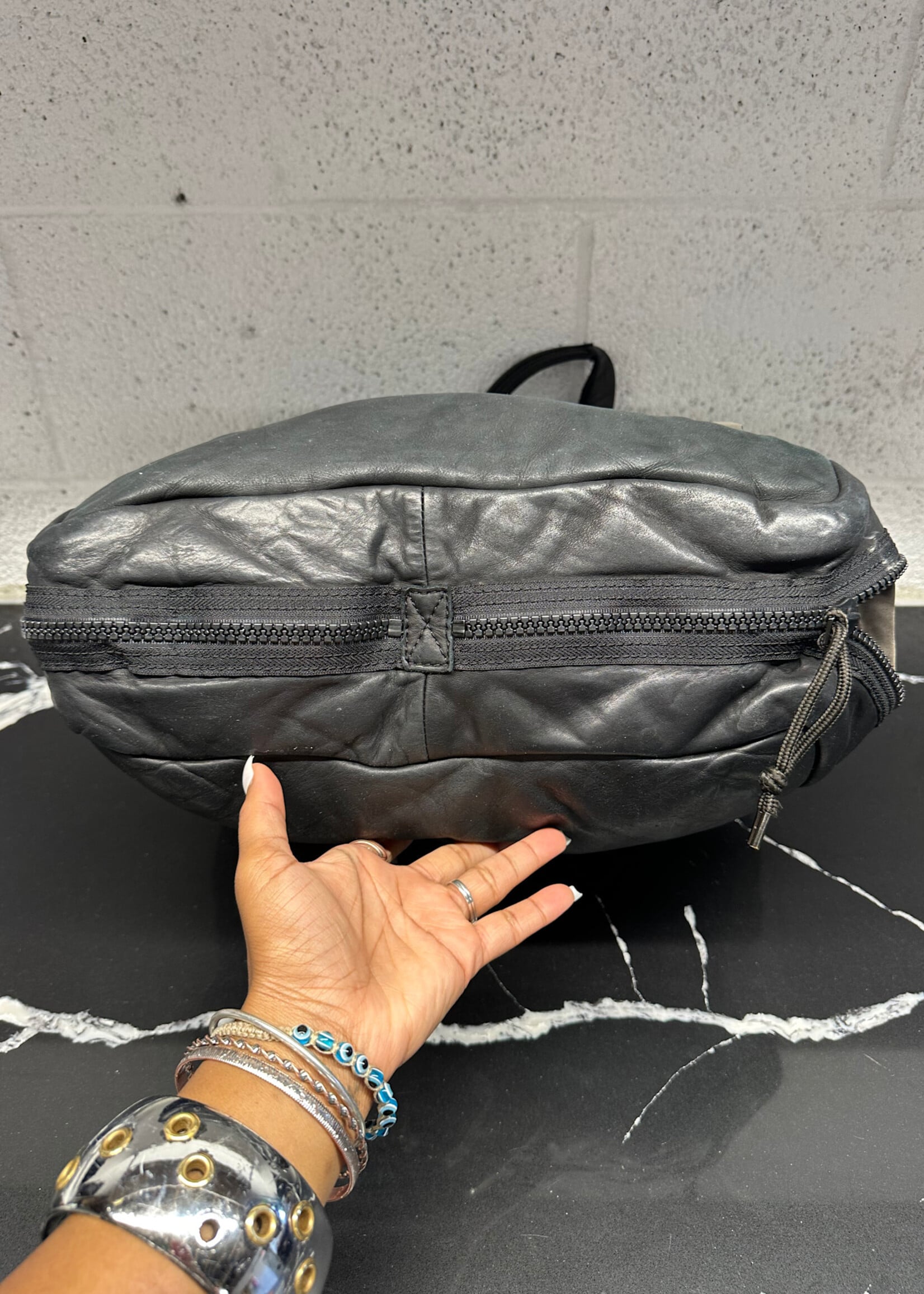 Allsaints Black Leather Side Zip Tote
