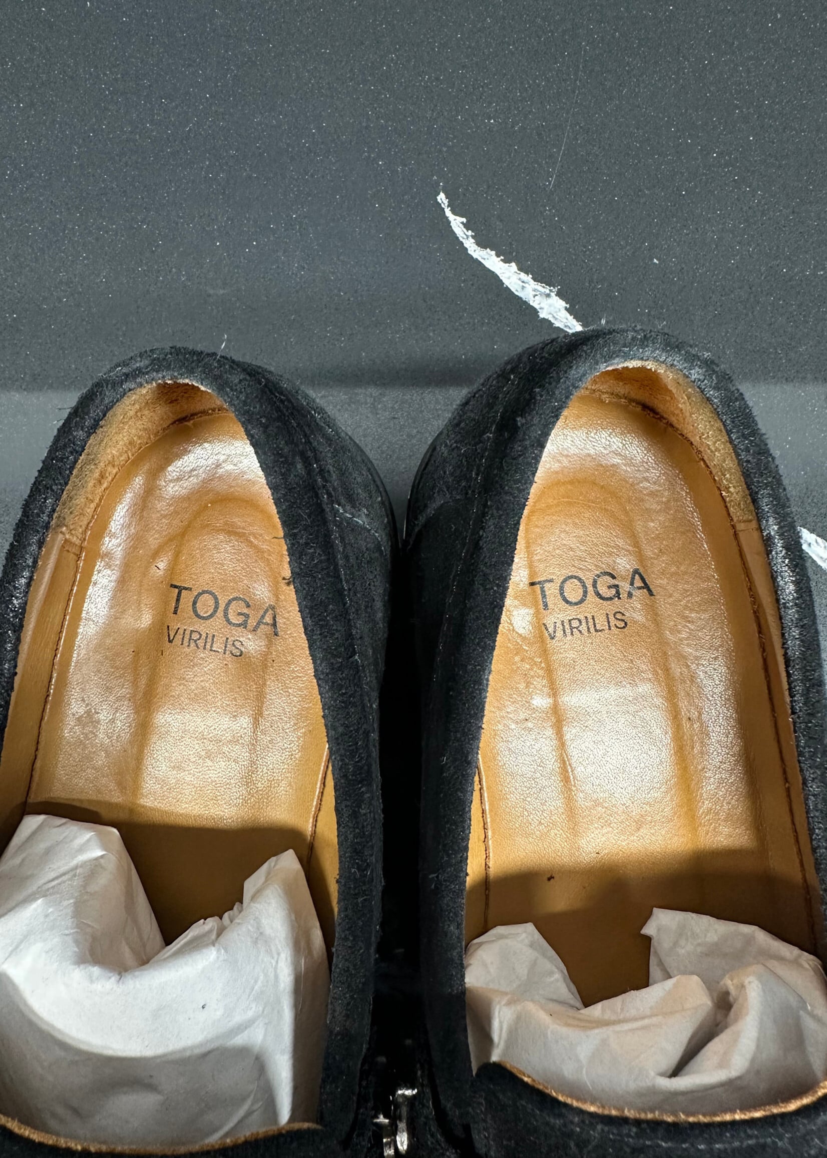 Toga Virgils Black Suede Loafers W Hardware Fem 10