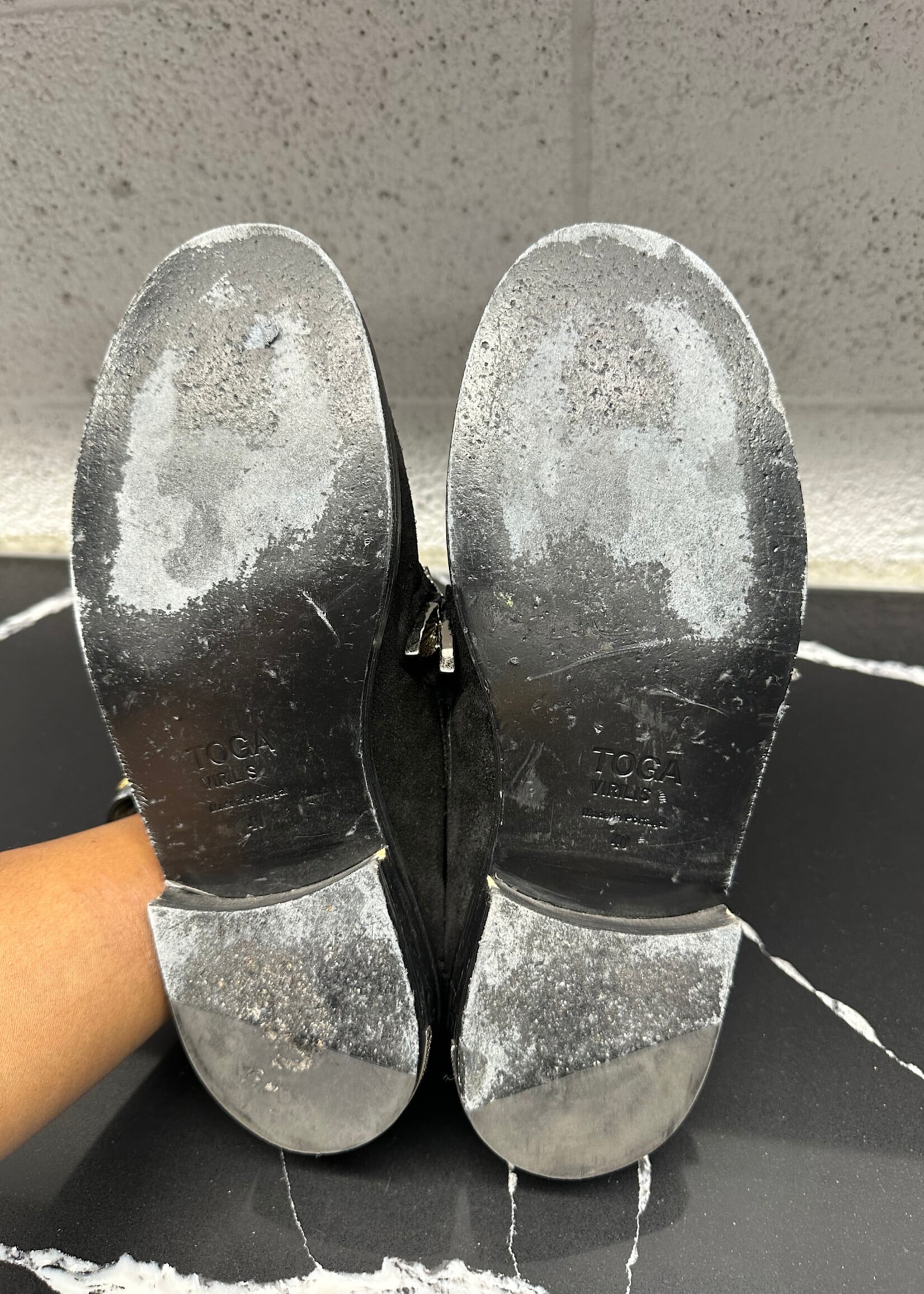 Toga Virgils Black Suede Loafers W Hardware Fem 10