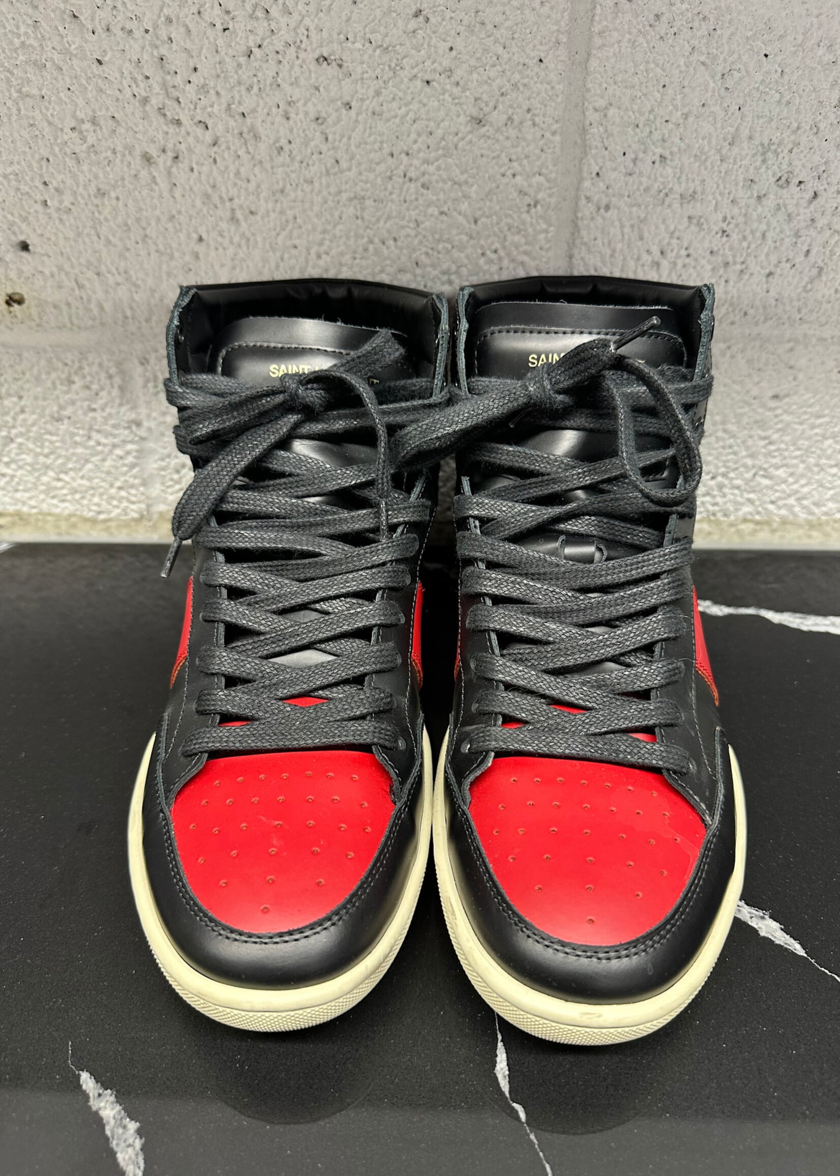 Saint Laurent Black/Red High Top Sneakers 39/9.5