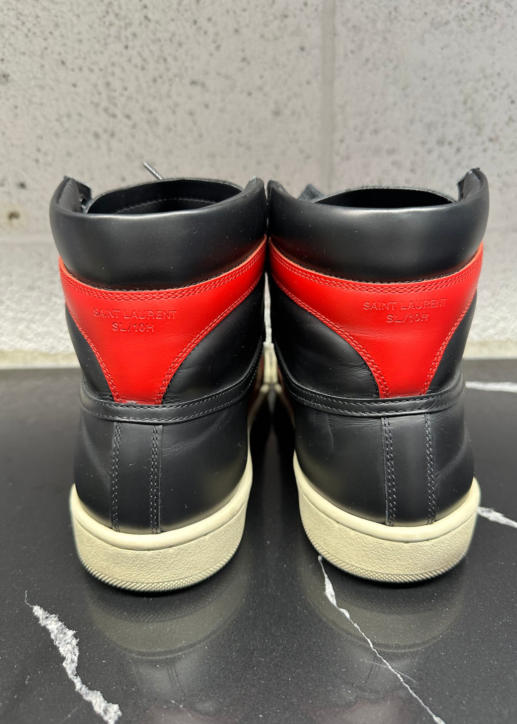 Saint Laurent Black/Red High Top Sneakers 39/9.5