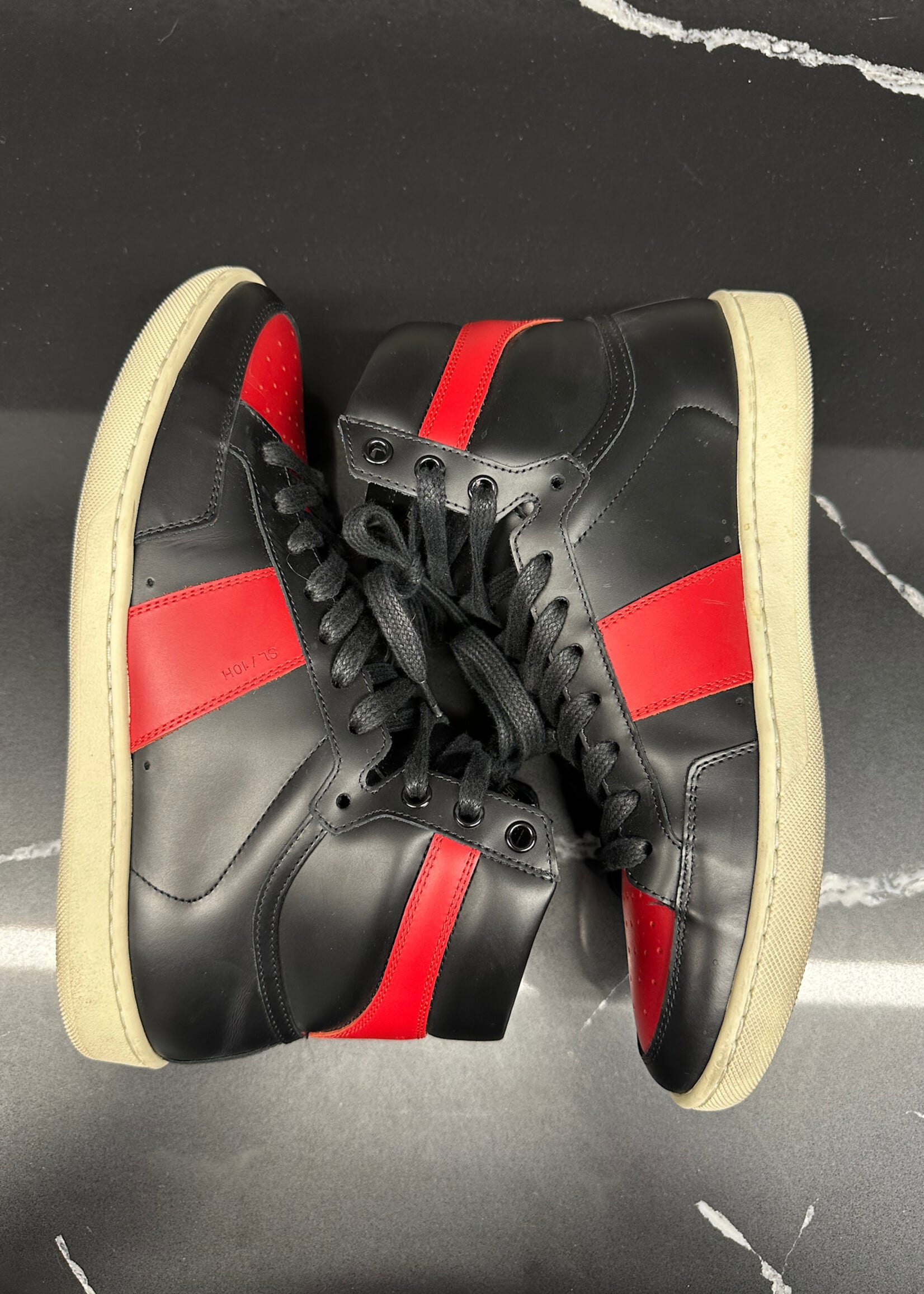 Saint Laurent Black/Red High Top Sneakers 39/9.5