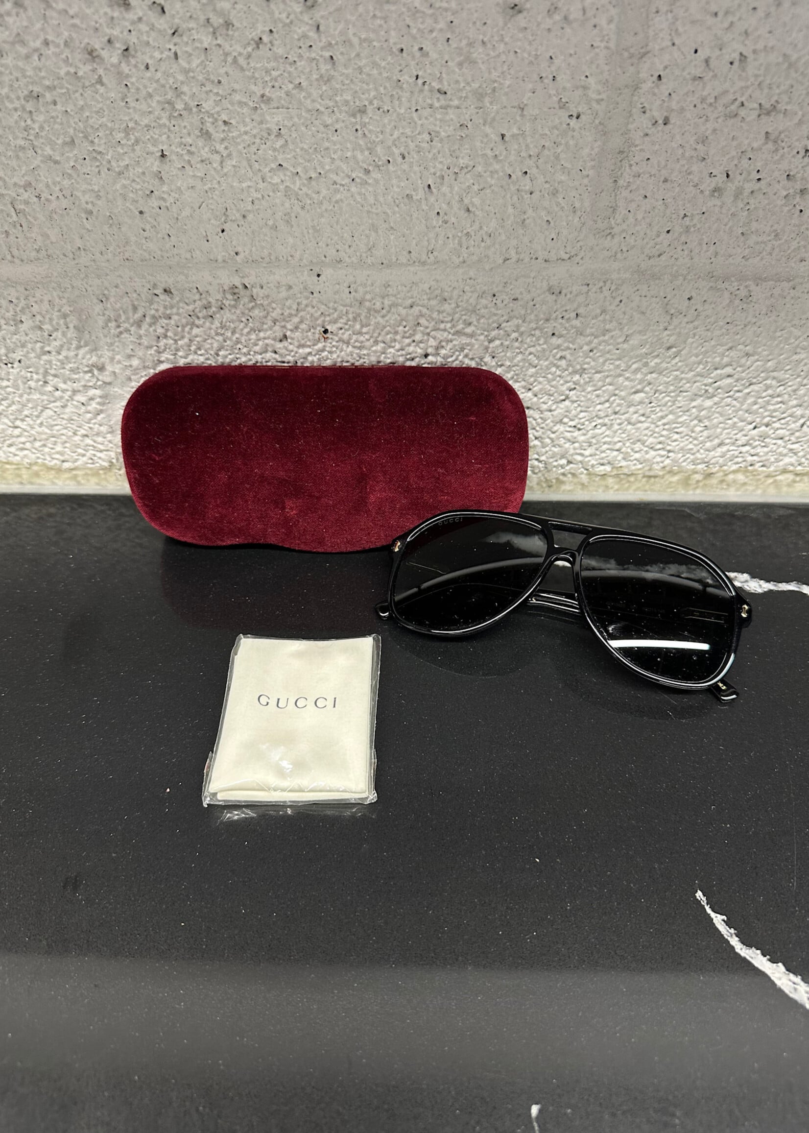 Gucci Black Made In Japan Aviators W/ Case