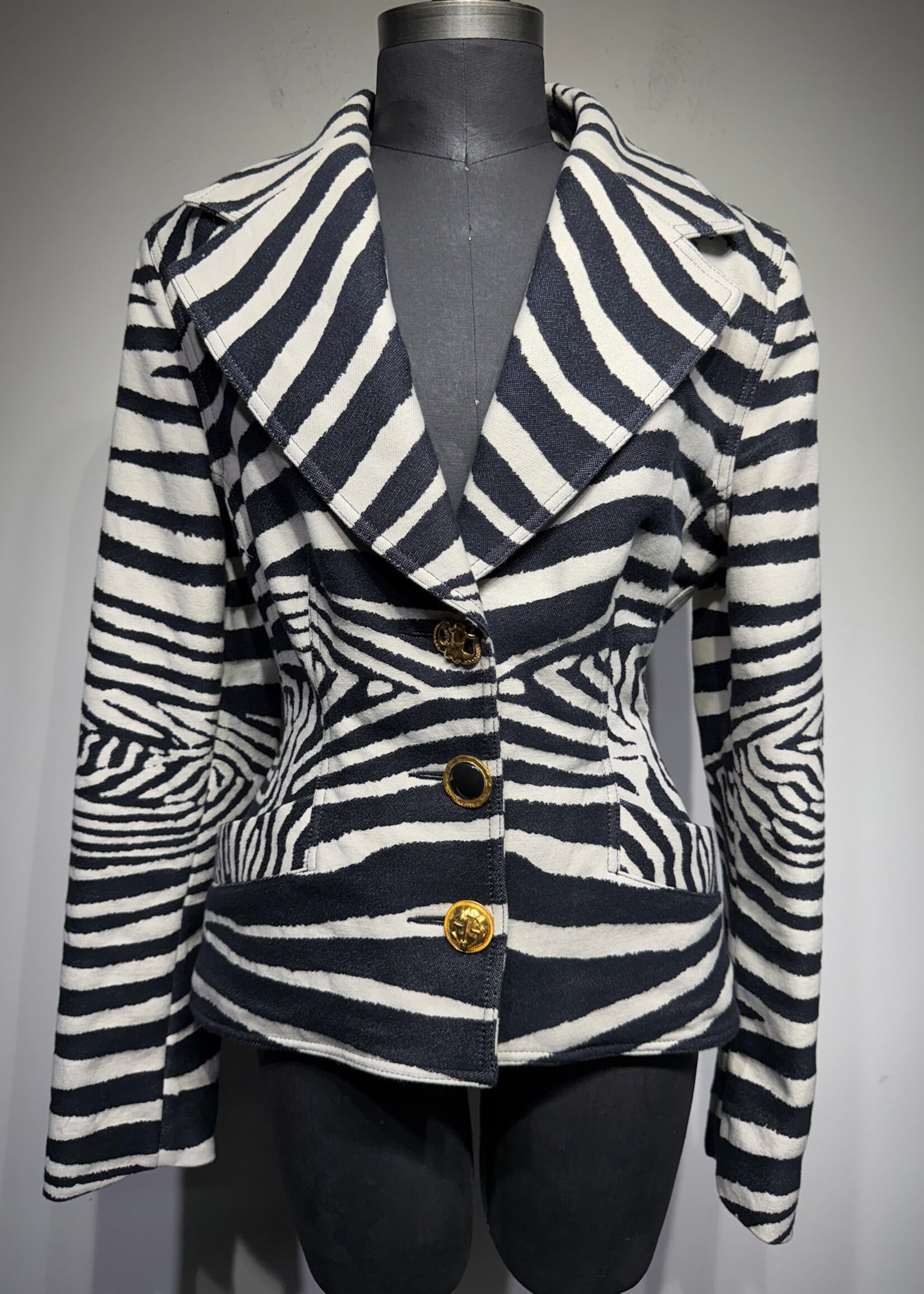 Schiaparelli SS/25 Zebra Hourglass Blazer Fem L