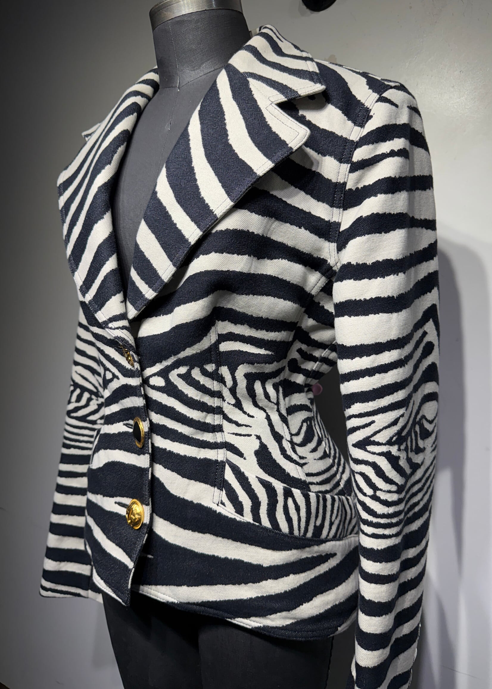 Schiaparelli SS/25 Zebra Hourglass Blazer Fem L
