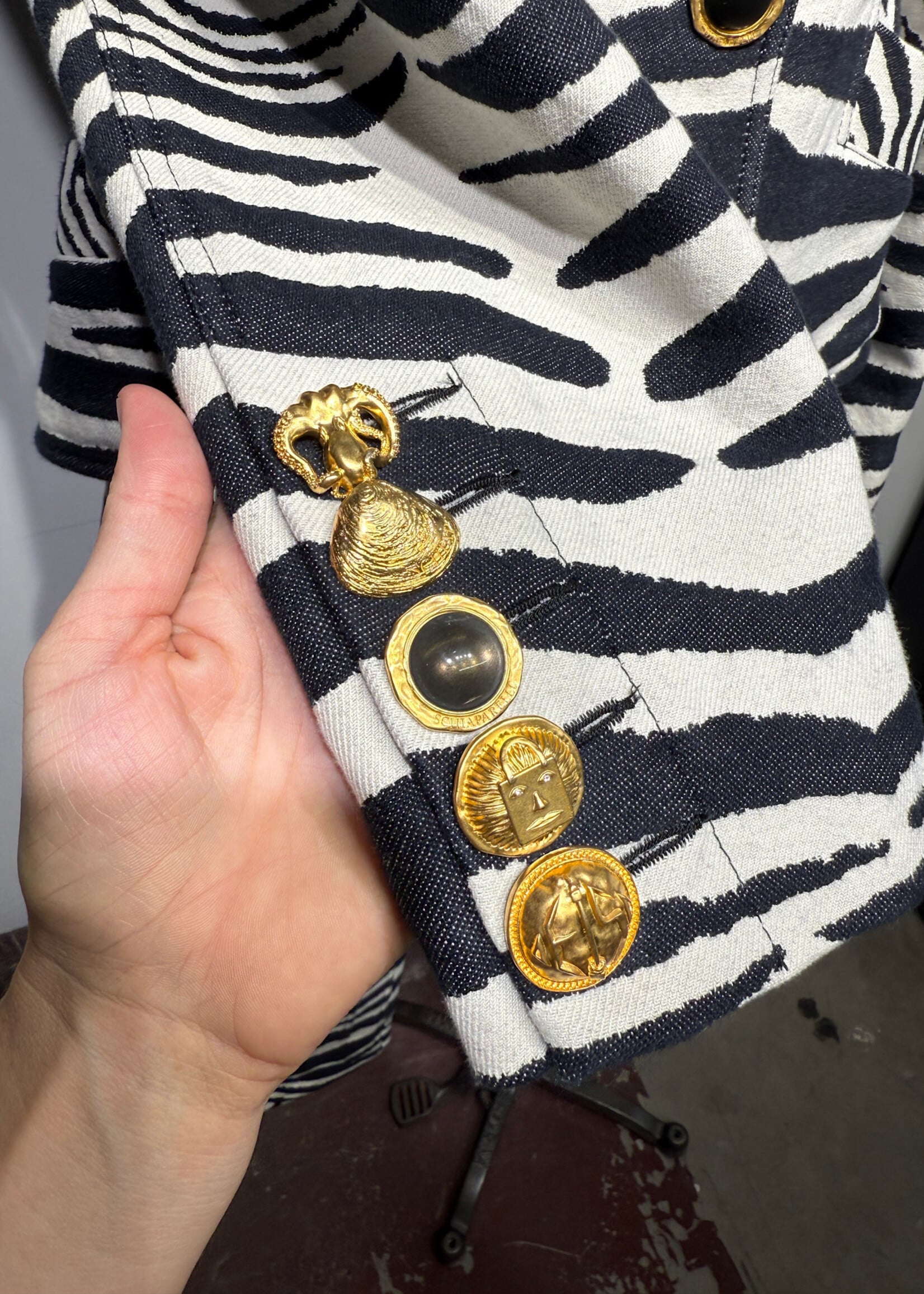 Schiaparelli SS/25 Zebra Hourglass Blazer Fem L