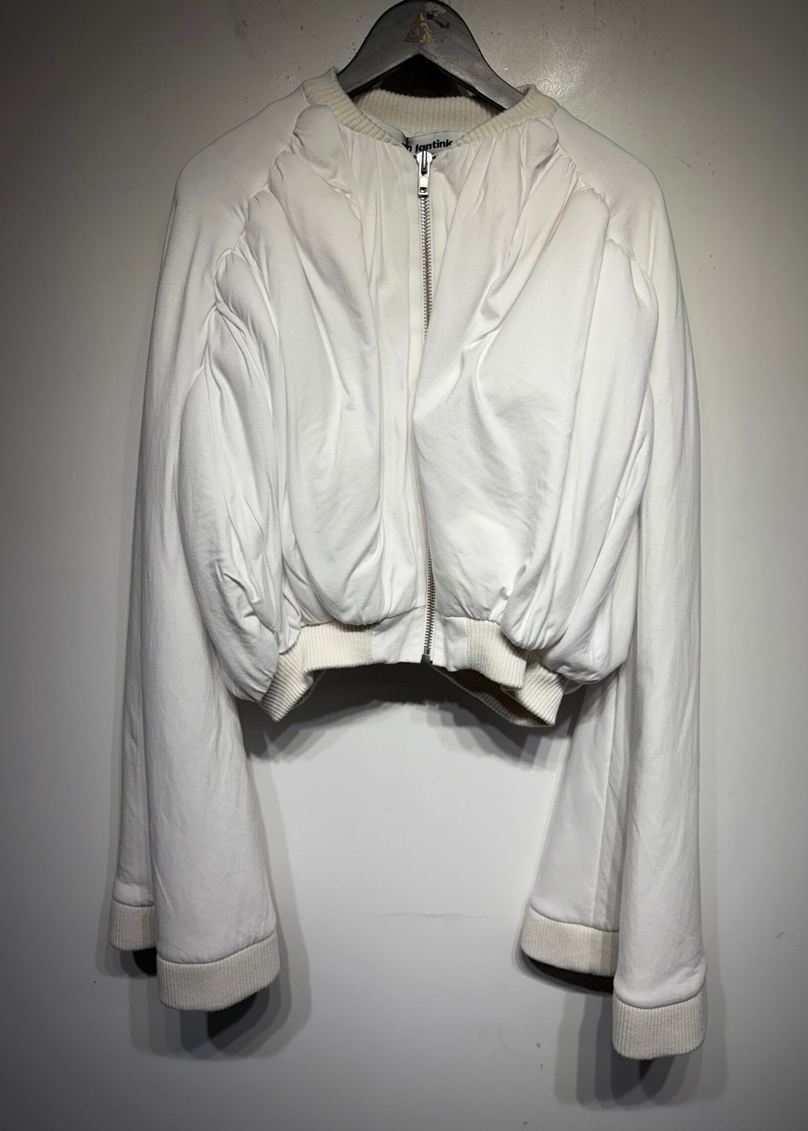 Duran Lantink White Ruffled Front Bomber Jacket S