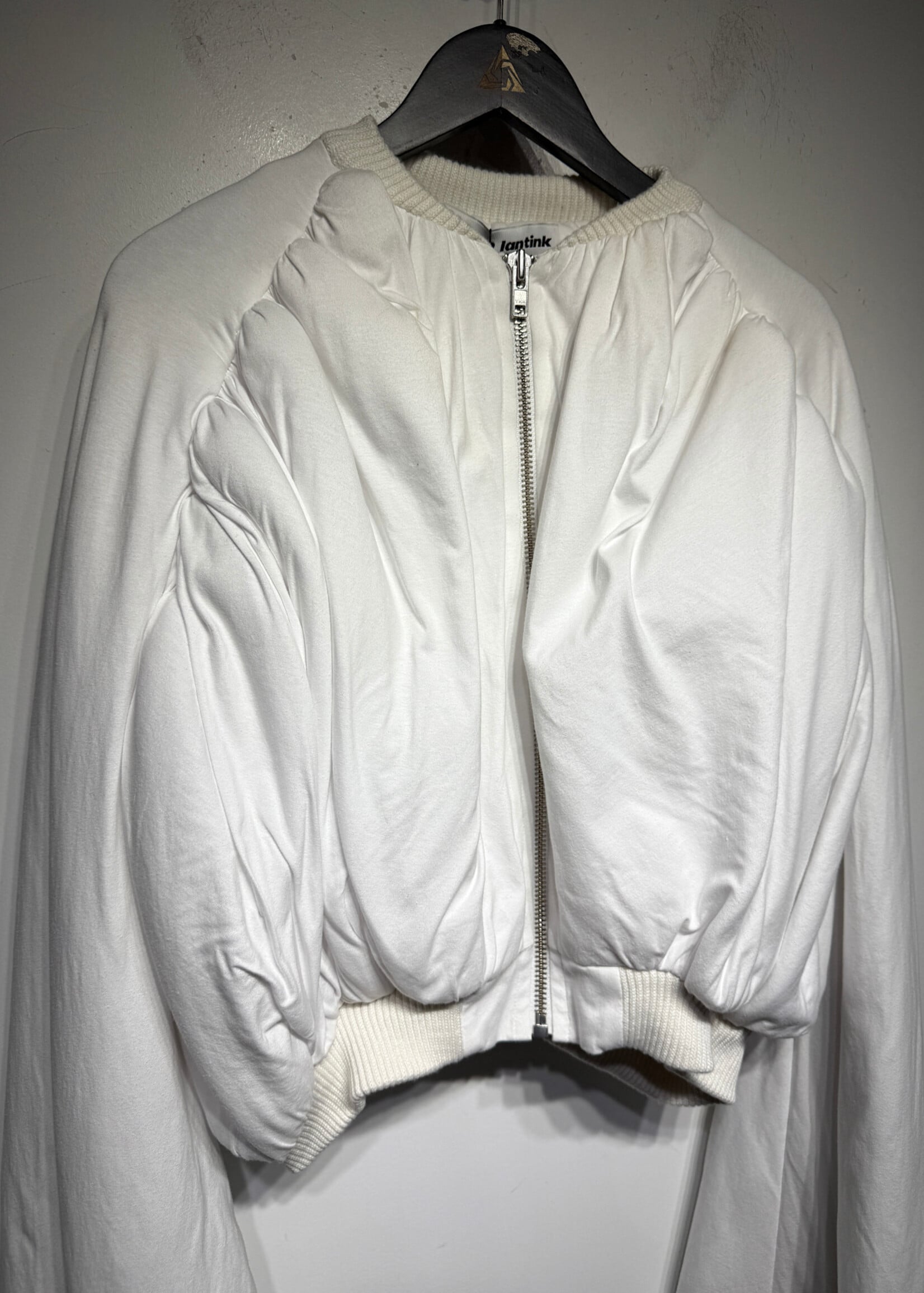 Duran Lantink White Ruffled Front Bomber Jacket S
