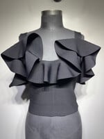 Alexander McQueen Black Ruffle Neck Tank Fem L