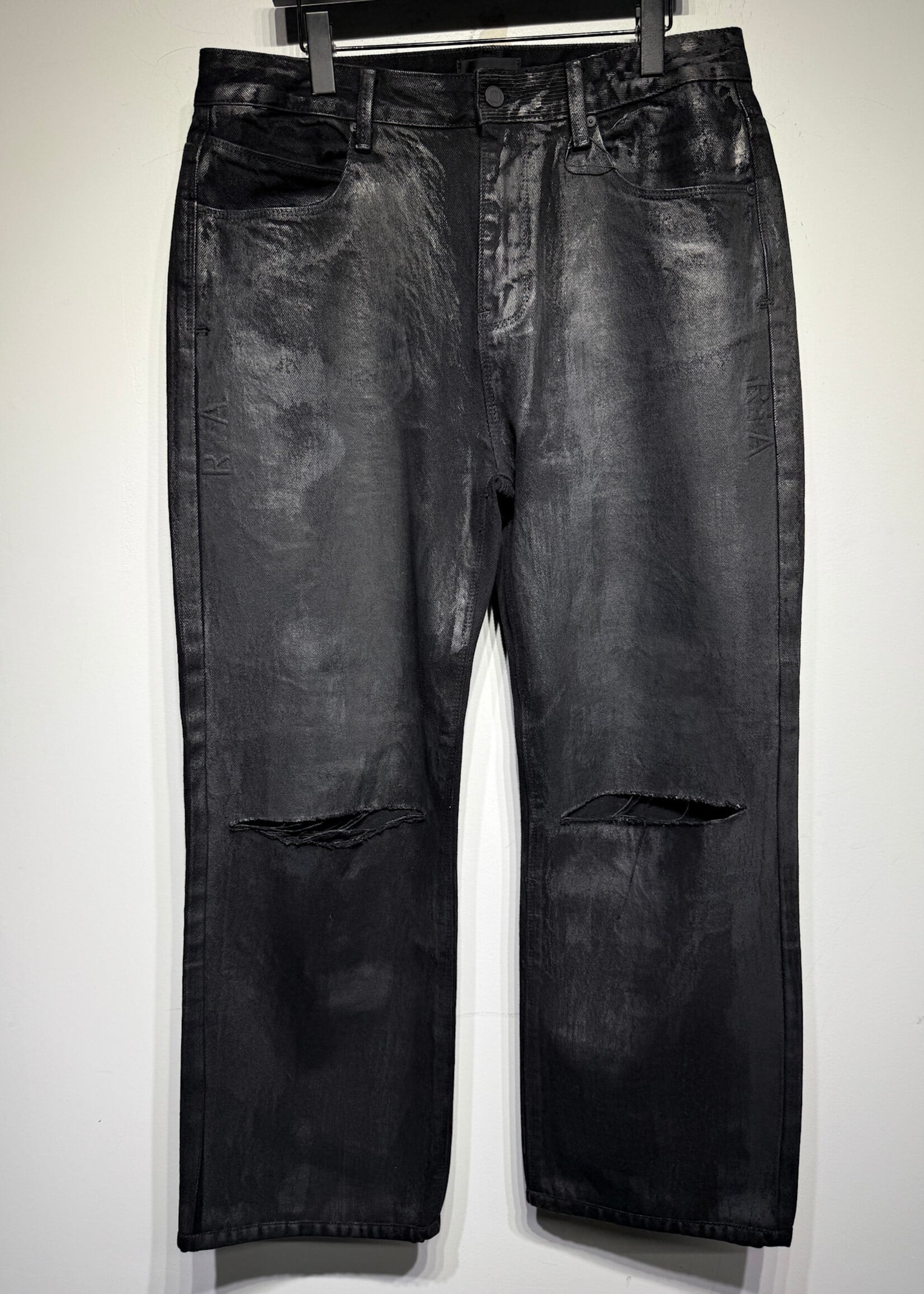 RTA Black Wax Coated Jeans Masc 36