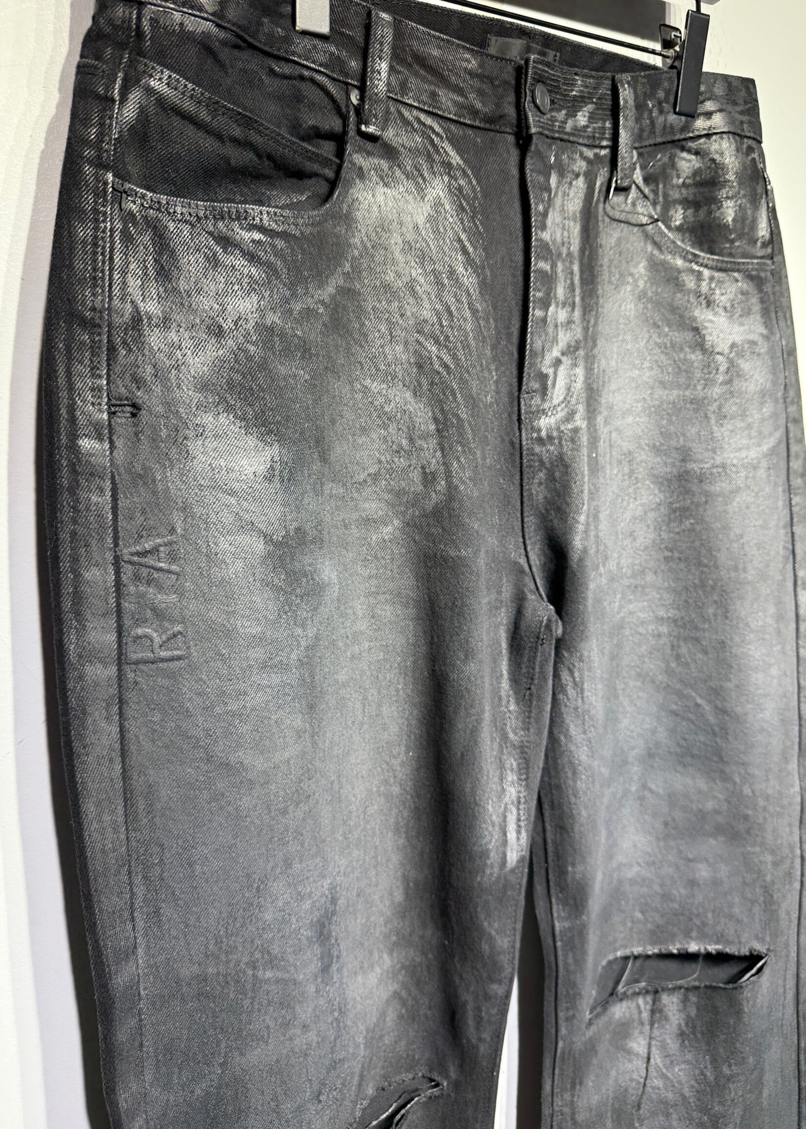 RTA Black Wax Coated Jeans Masc 36