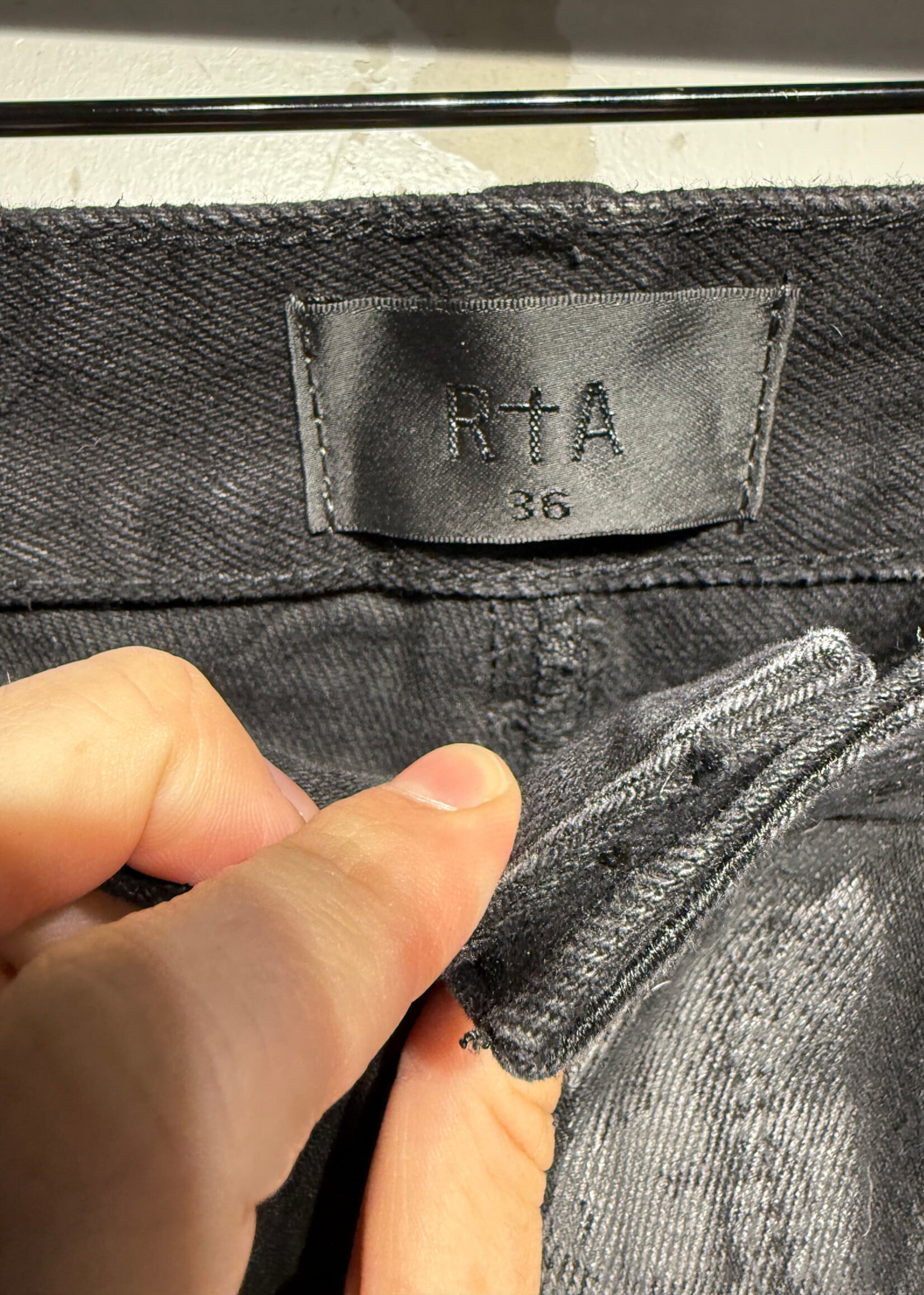RTA Black Wax Coated Jeans Masc 36