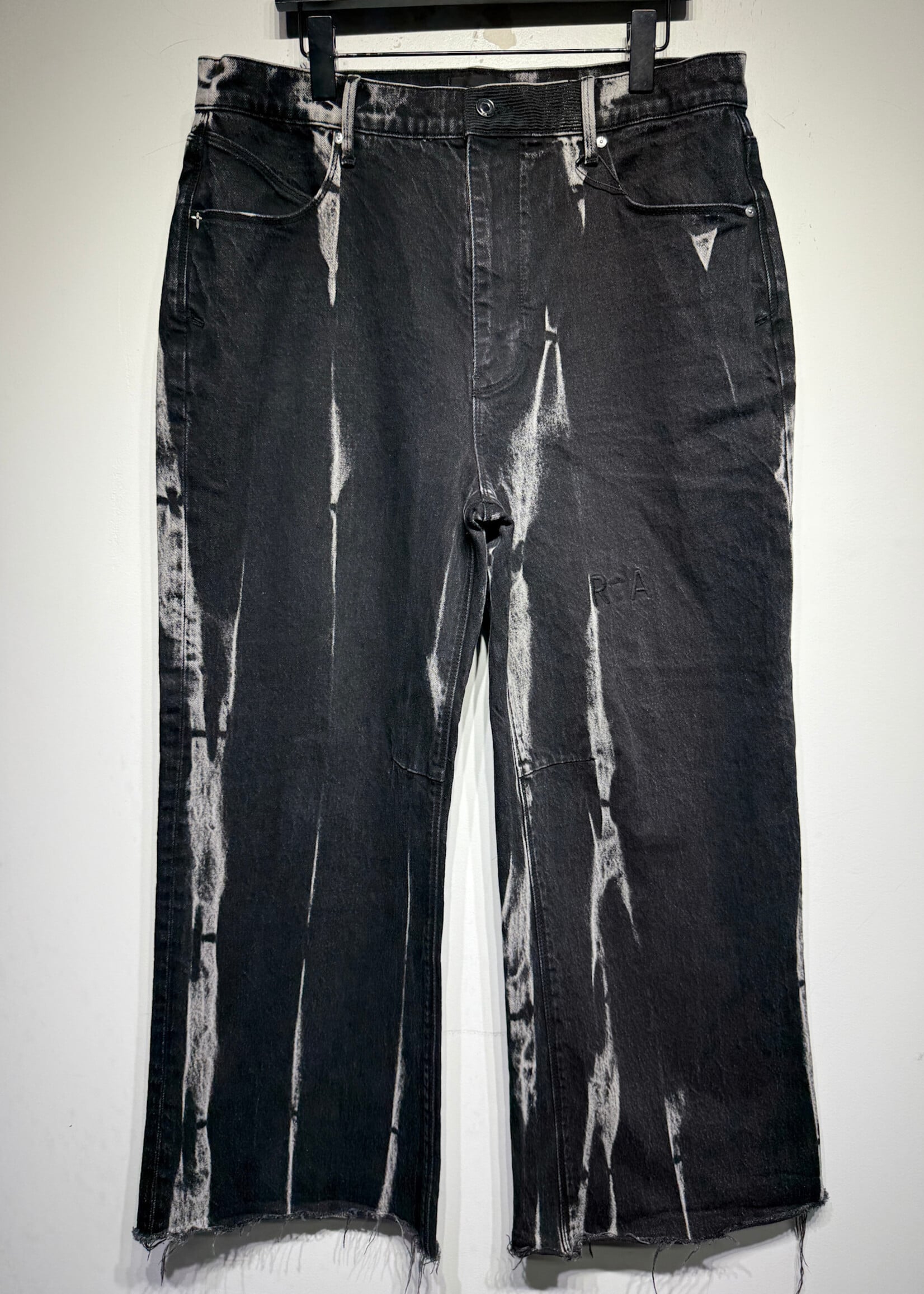 RTA Black Wide Leg Jeans w White Streaks Masc 36