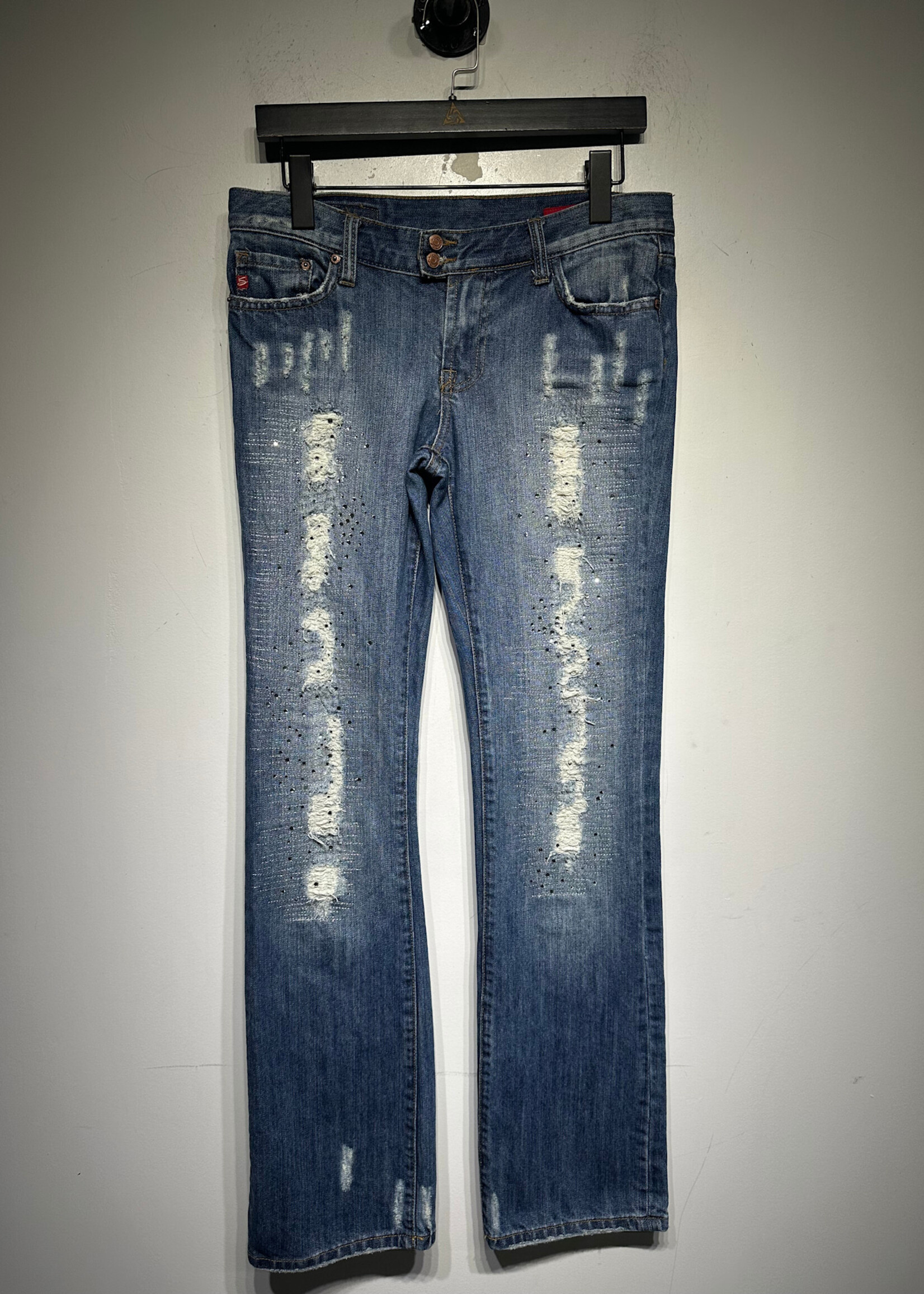 7 For All Mankind Blue Flare Jeans w Bedazzled  Fem 29