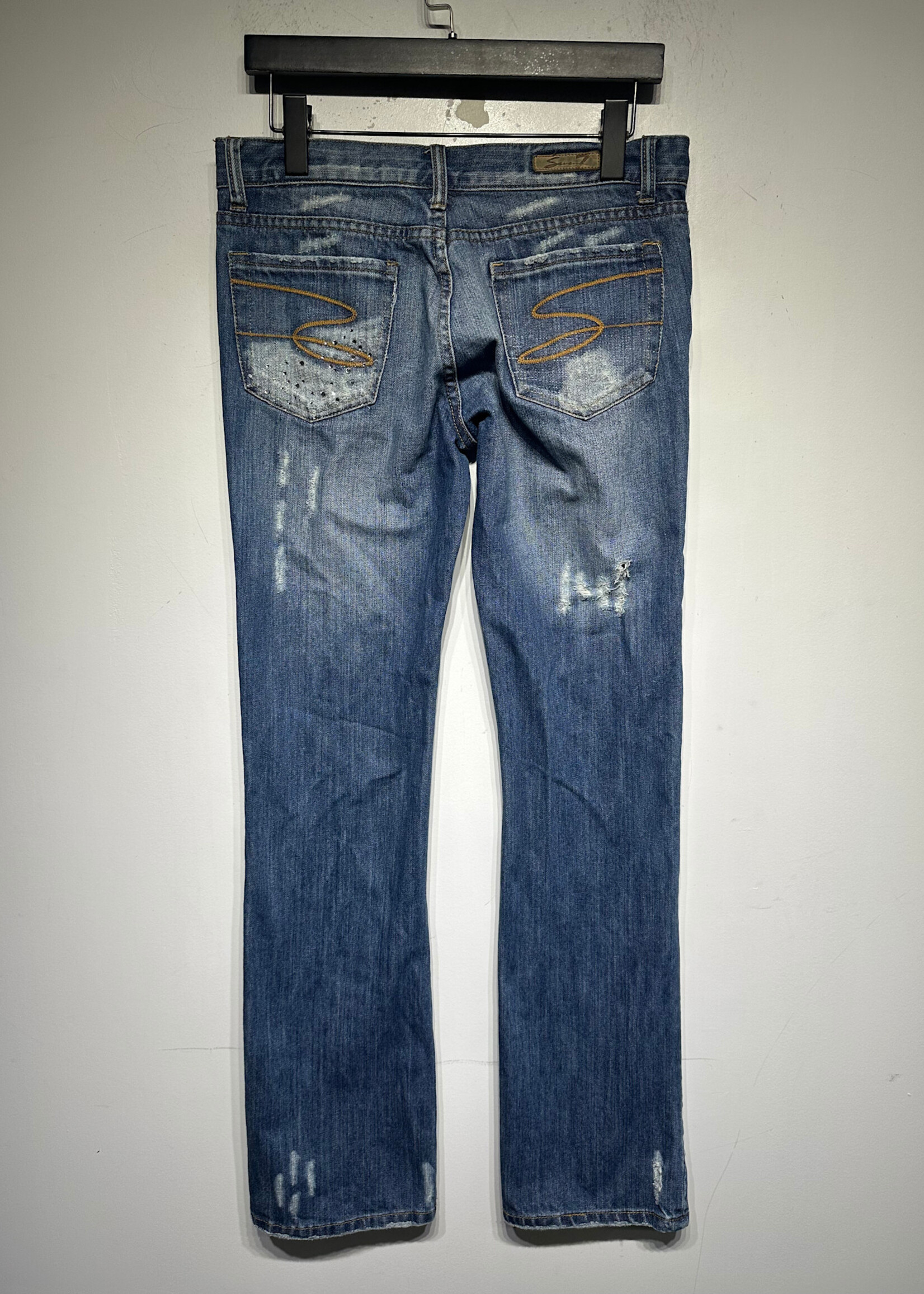 7 For All Mankind Blue Flare Jeans w Bedazzled  Fem 29