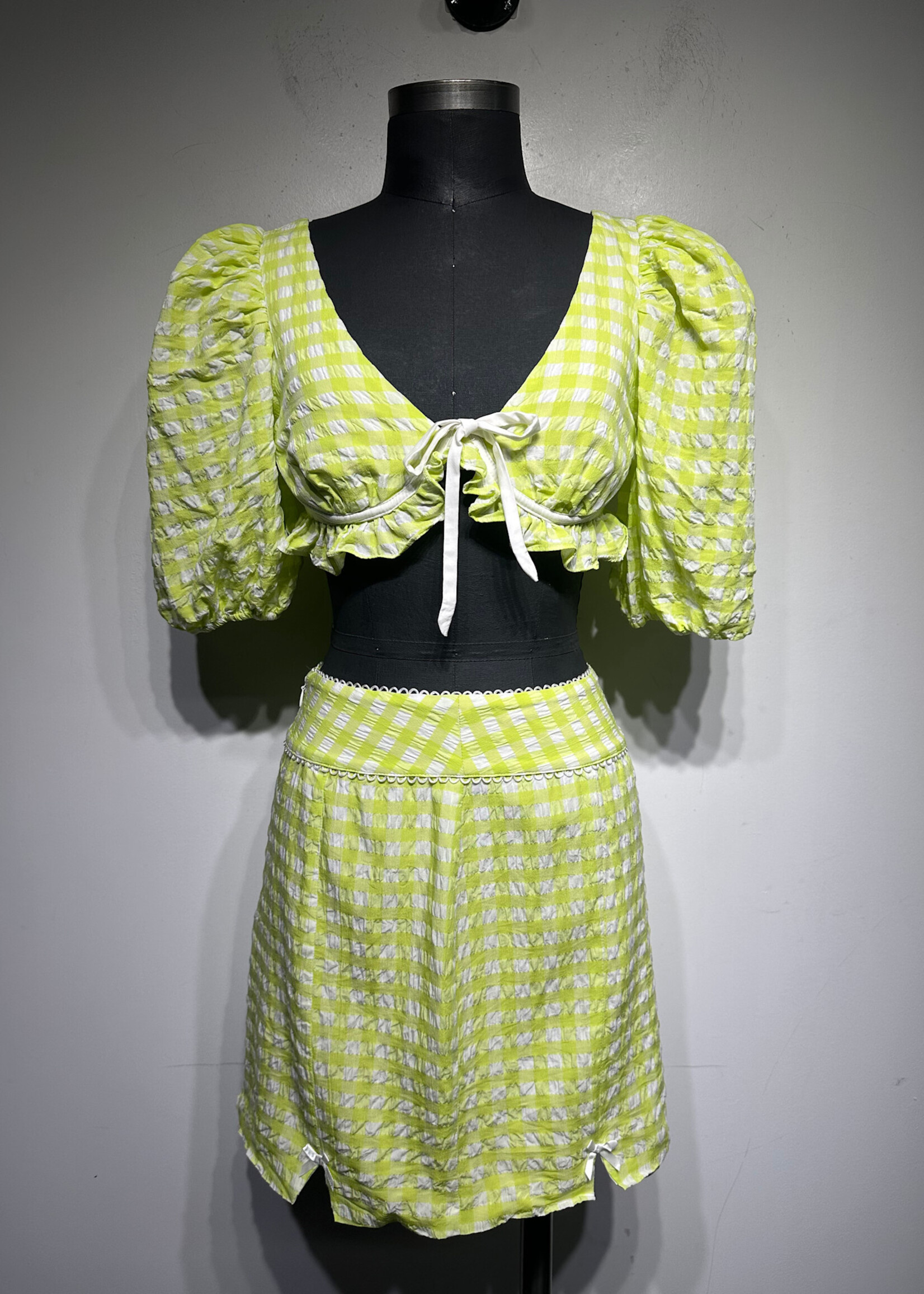 For Love & Lemons Green Plaid 2 PC Set S/26"