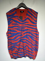 Stussy Tiger Stripe Orange Sweater Vest XXL