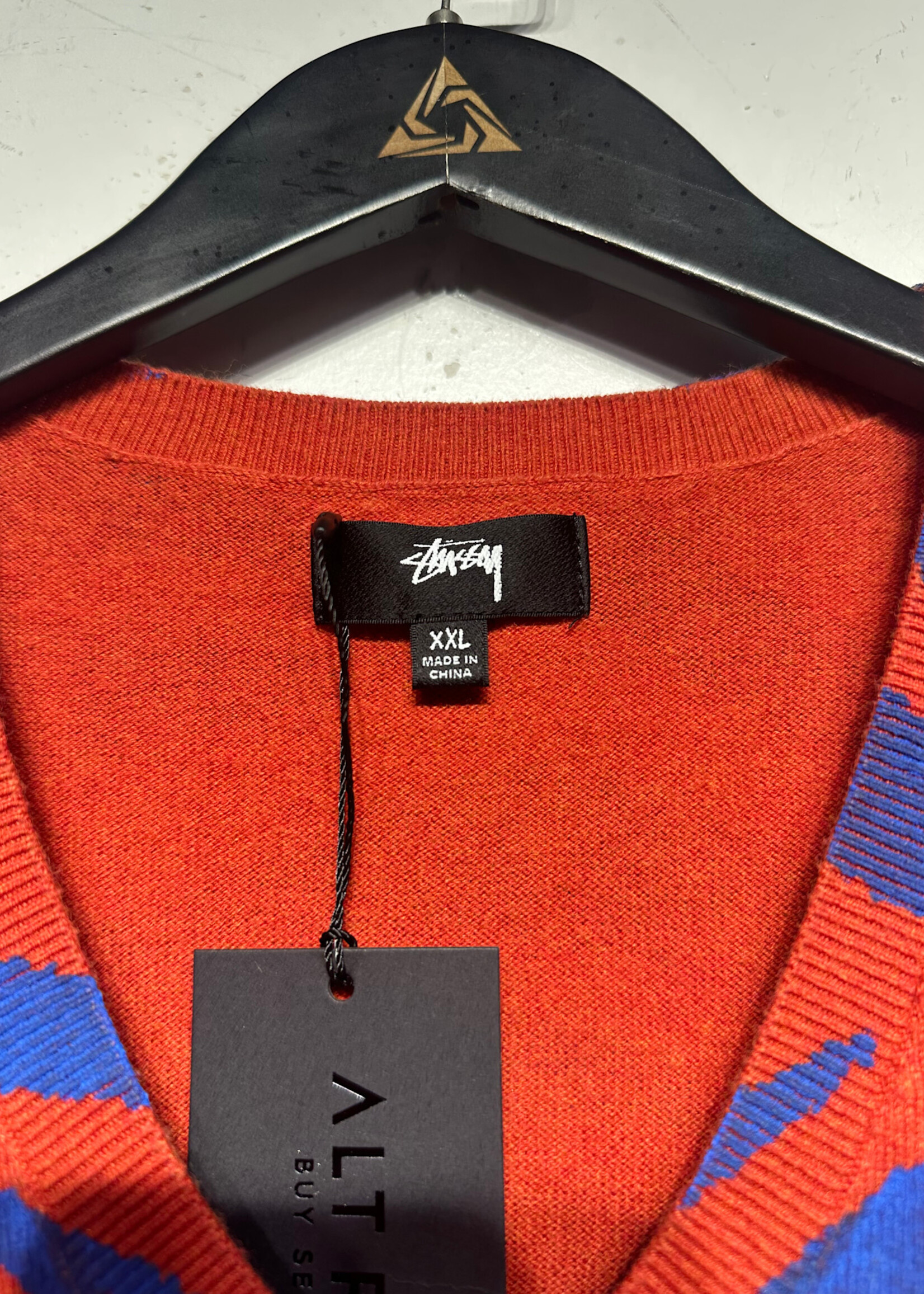 Stussy Tiger Stripe Orange Sweater Vest XXL
