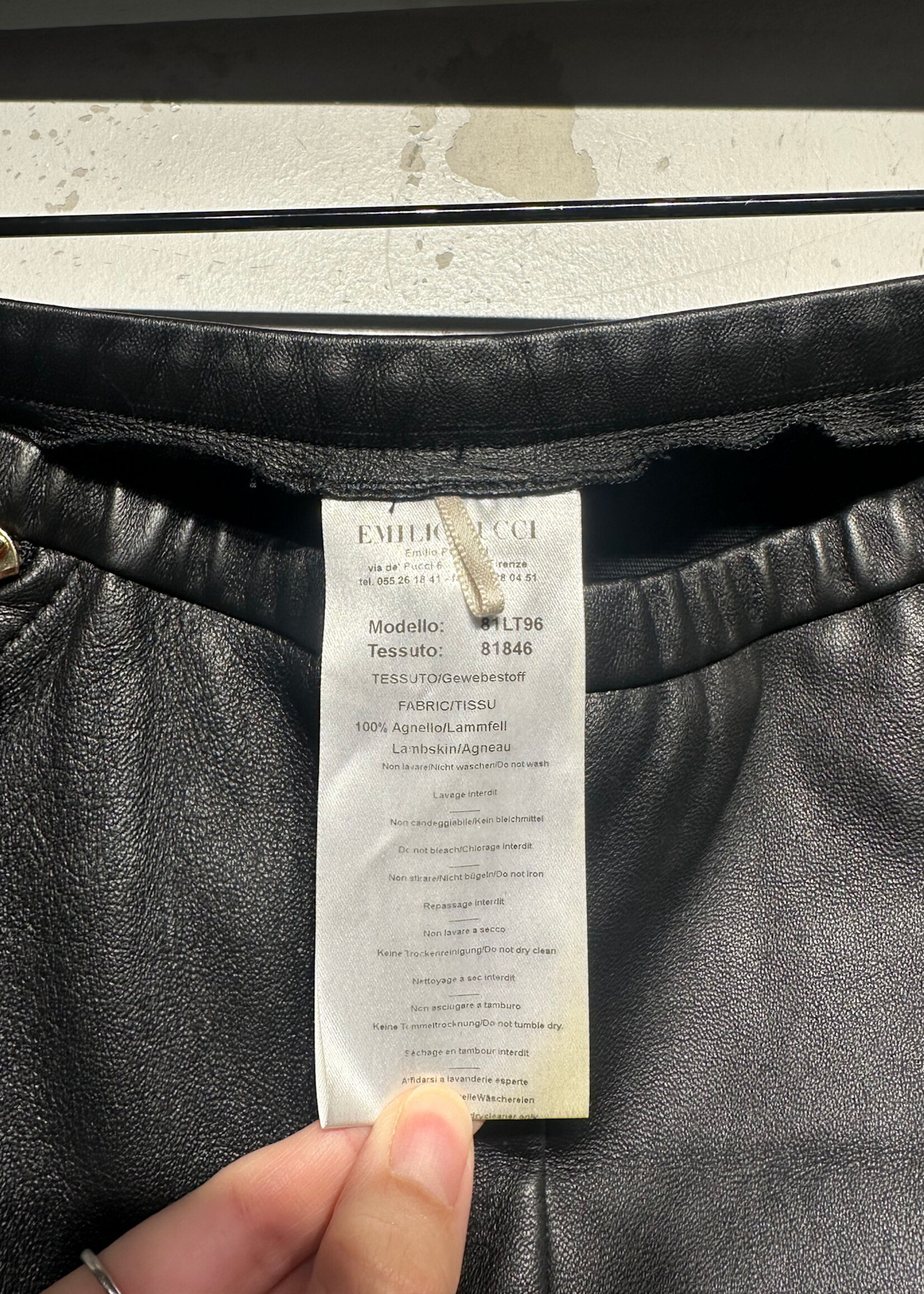 Emilio Pucci Black Leather Leggings 6/27"