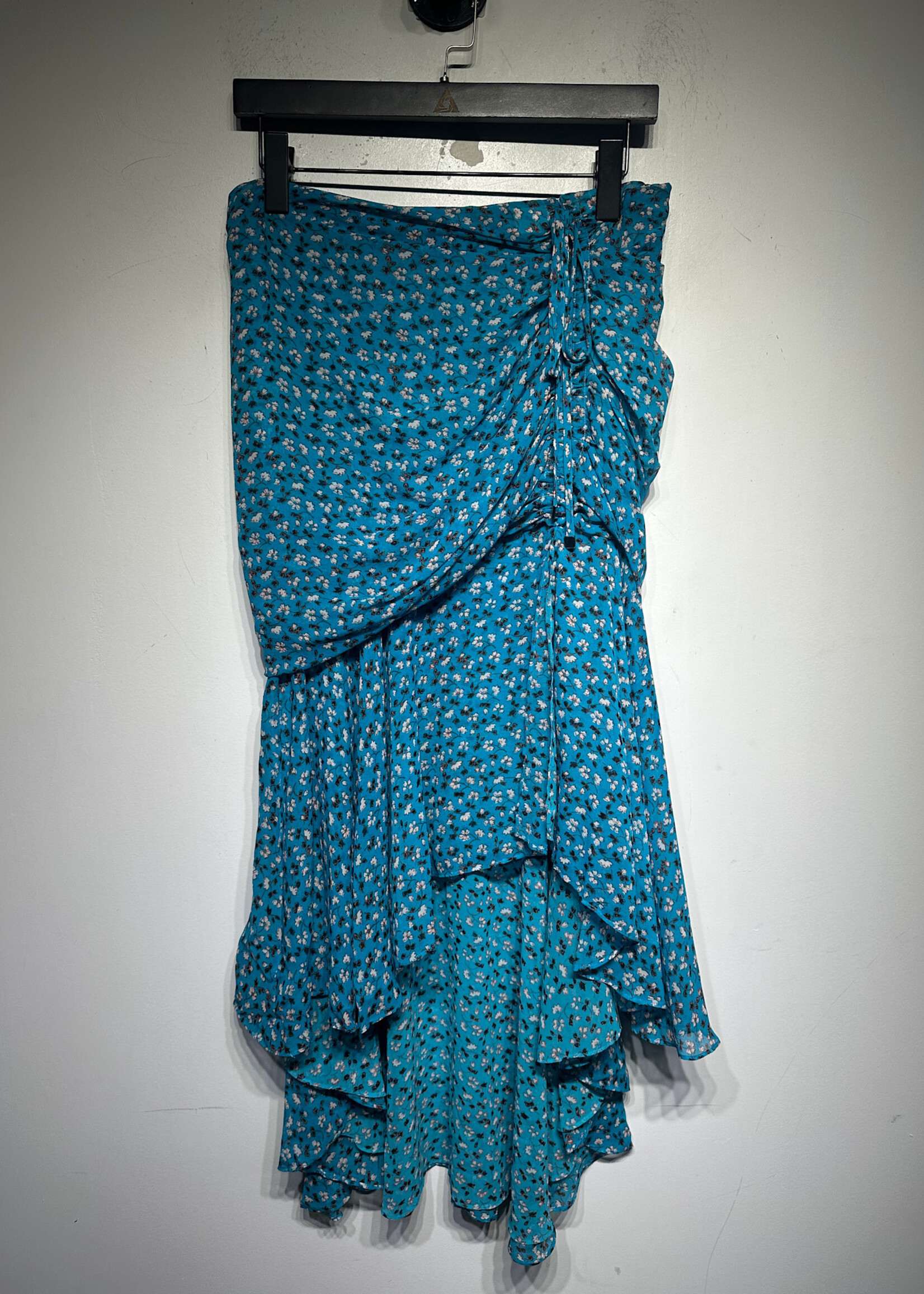 Veronica Beard Blue Silk Ruched Skirt 4/28