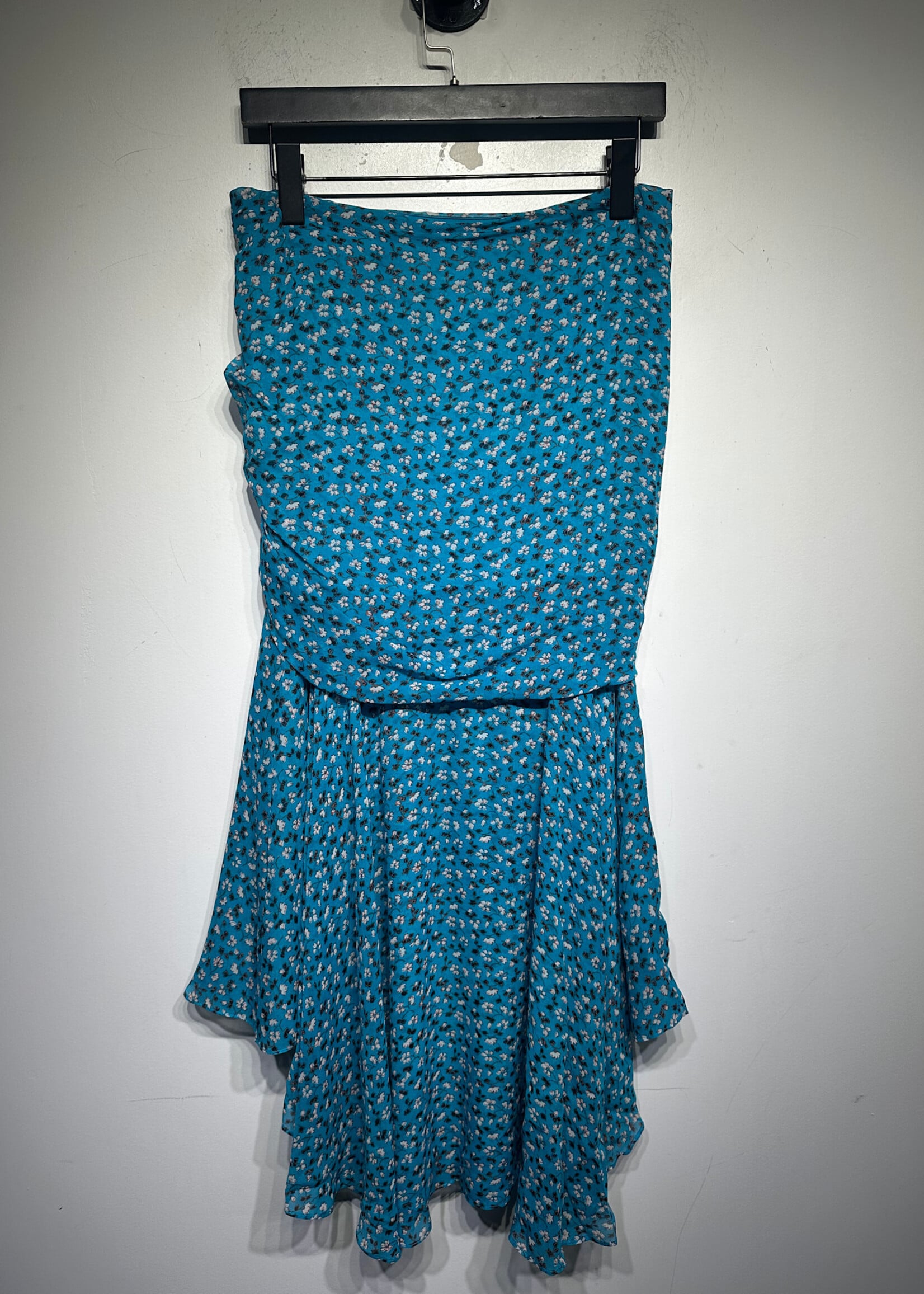 Veronica Beard Blue Silk Ruched Skirt 4/28