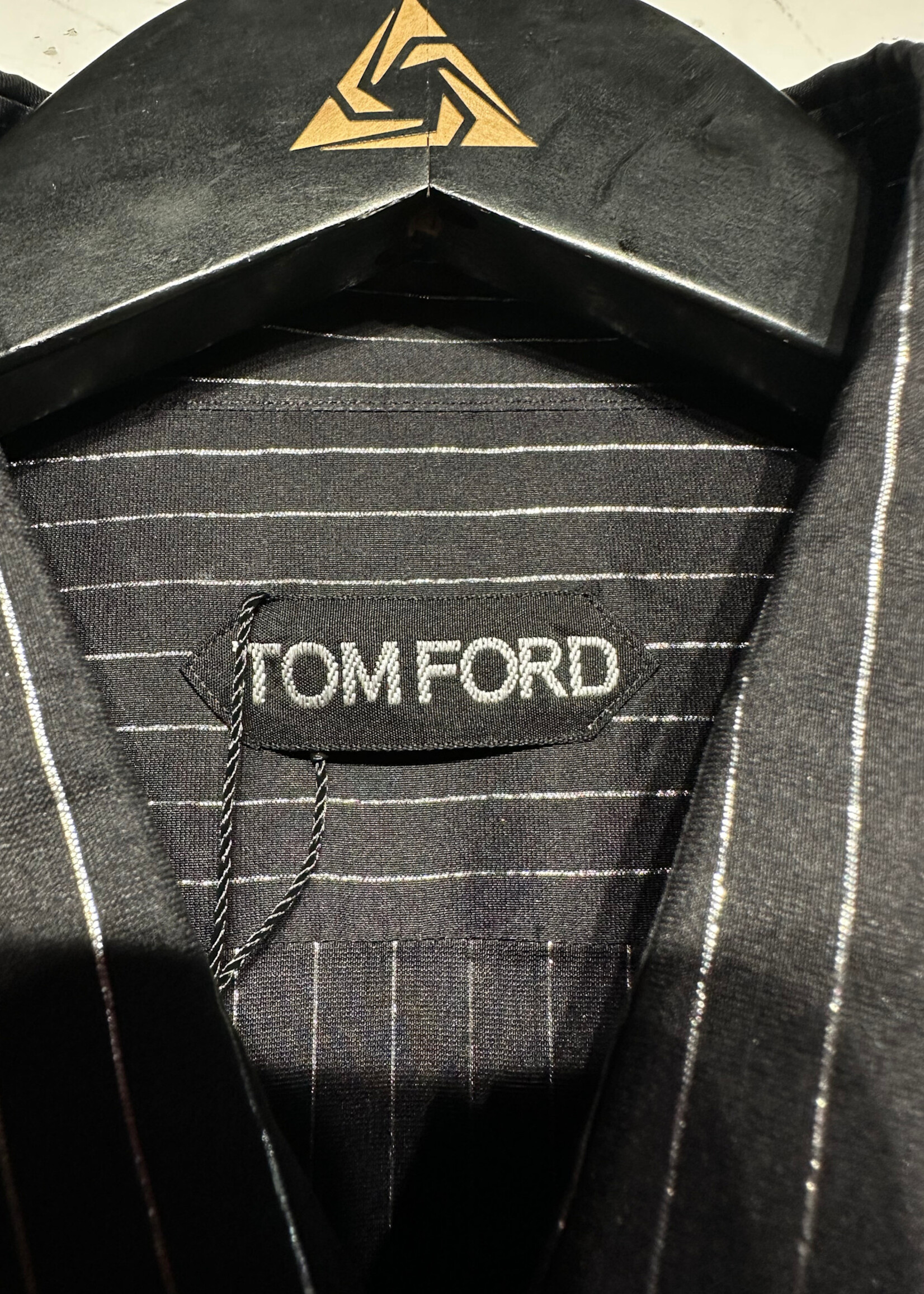 Tom Ford Black / Grey Pinstripe Silk Shirt Masc L