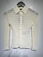 Tom Ford White Knit LS Polo Fem XS