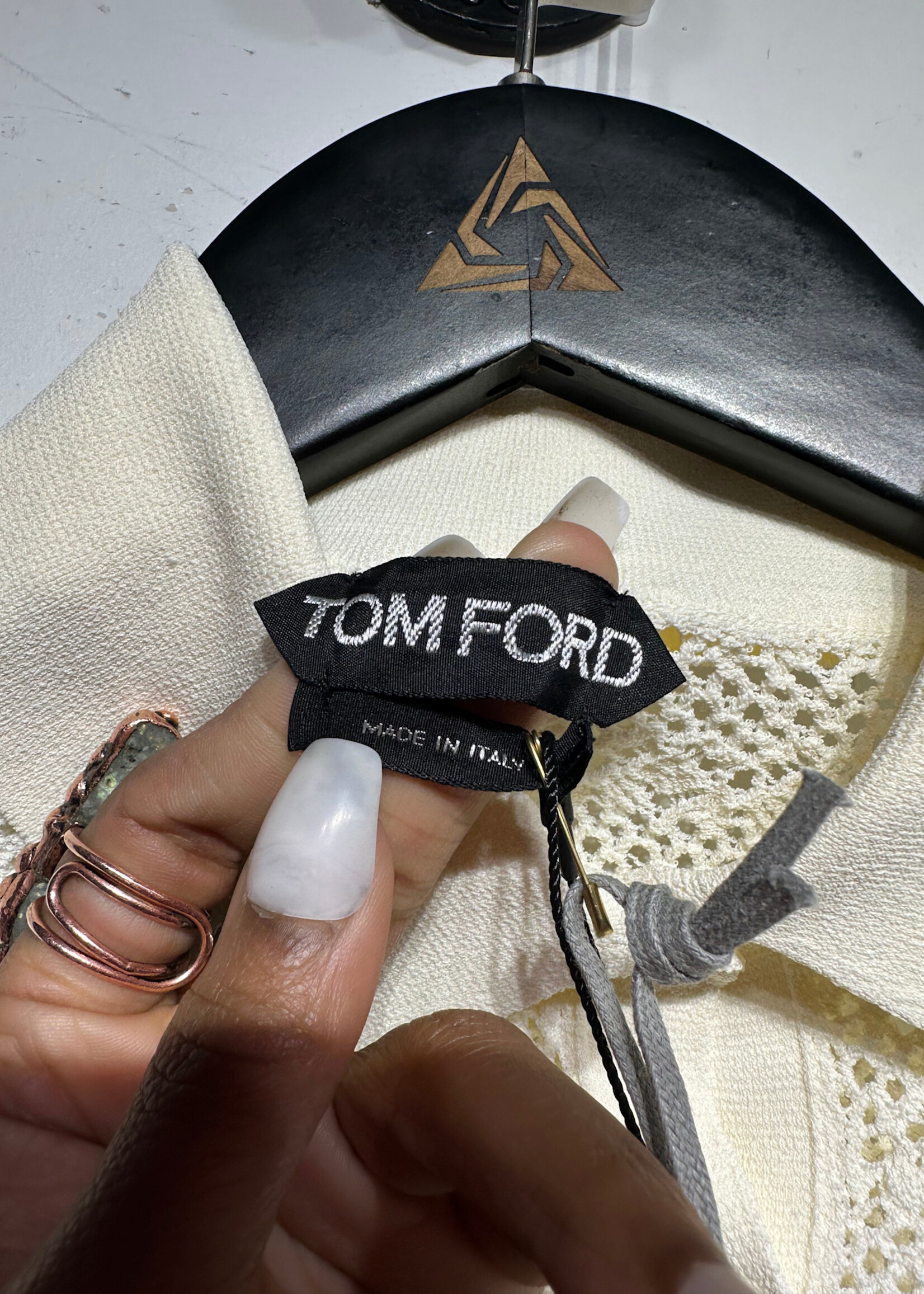 Tom Ford White Knit LS Polo Fem XS