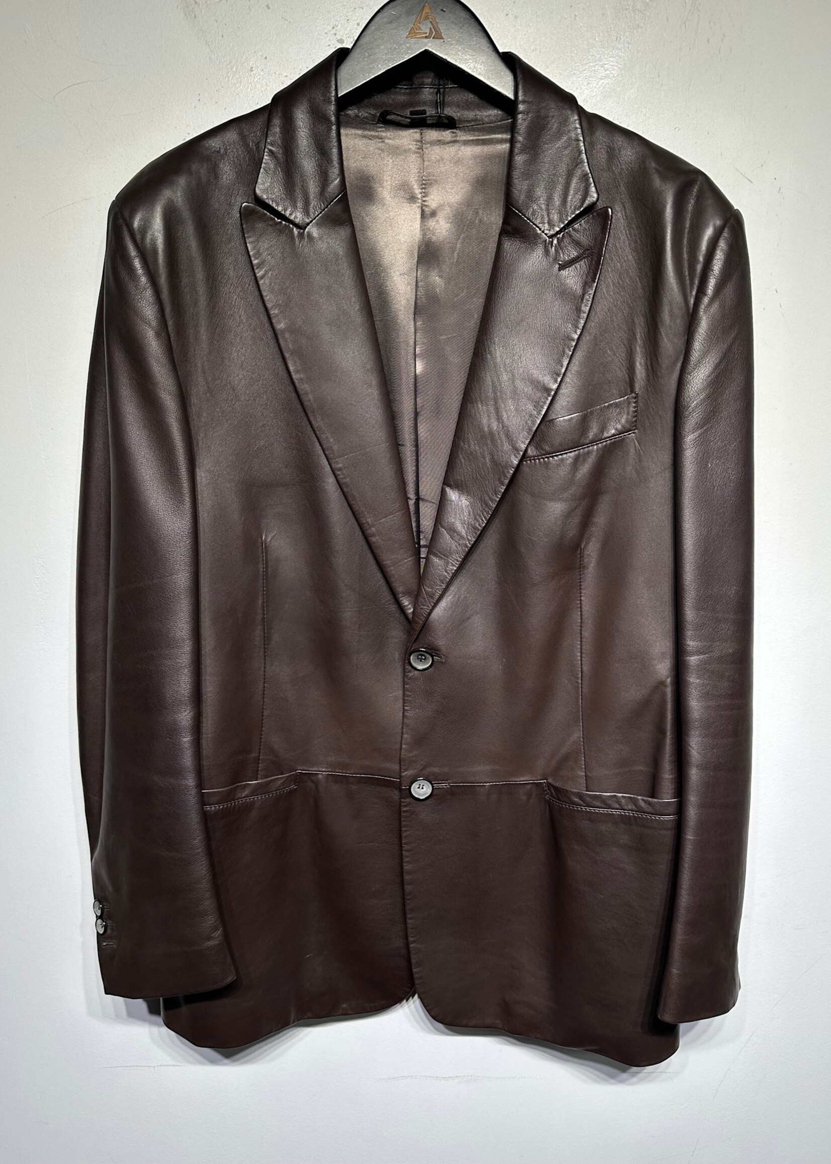 Giorgio Armani Brown Leather Blazer Masc L