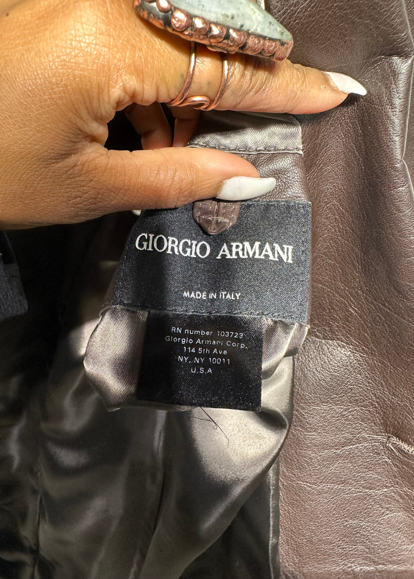 Giorgio Armani Brown Leather Blazer Masc L