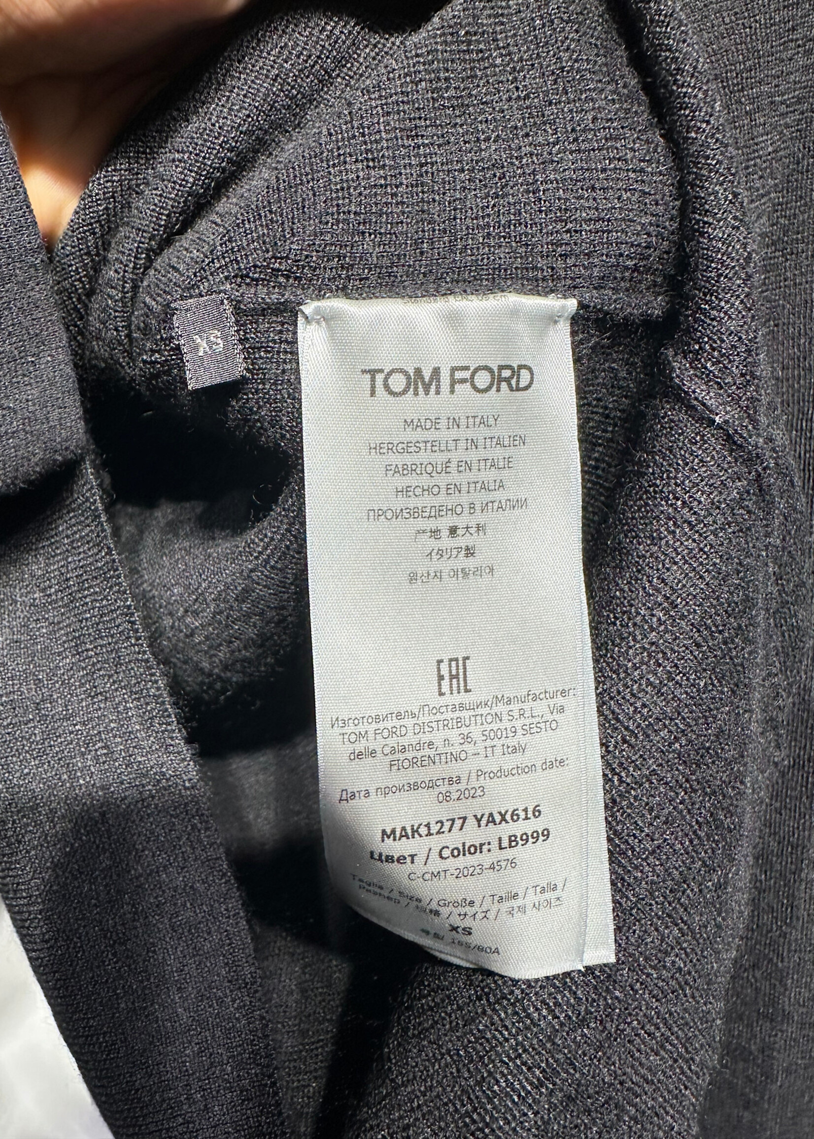 Tom Ford Black Cashmere LS Fem XS