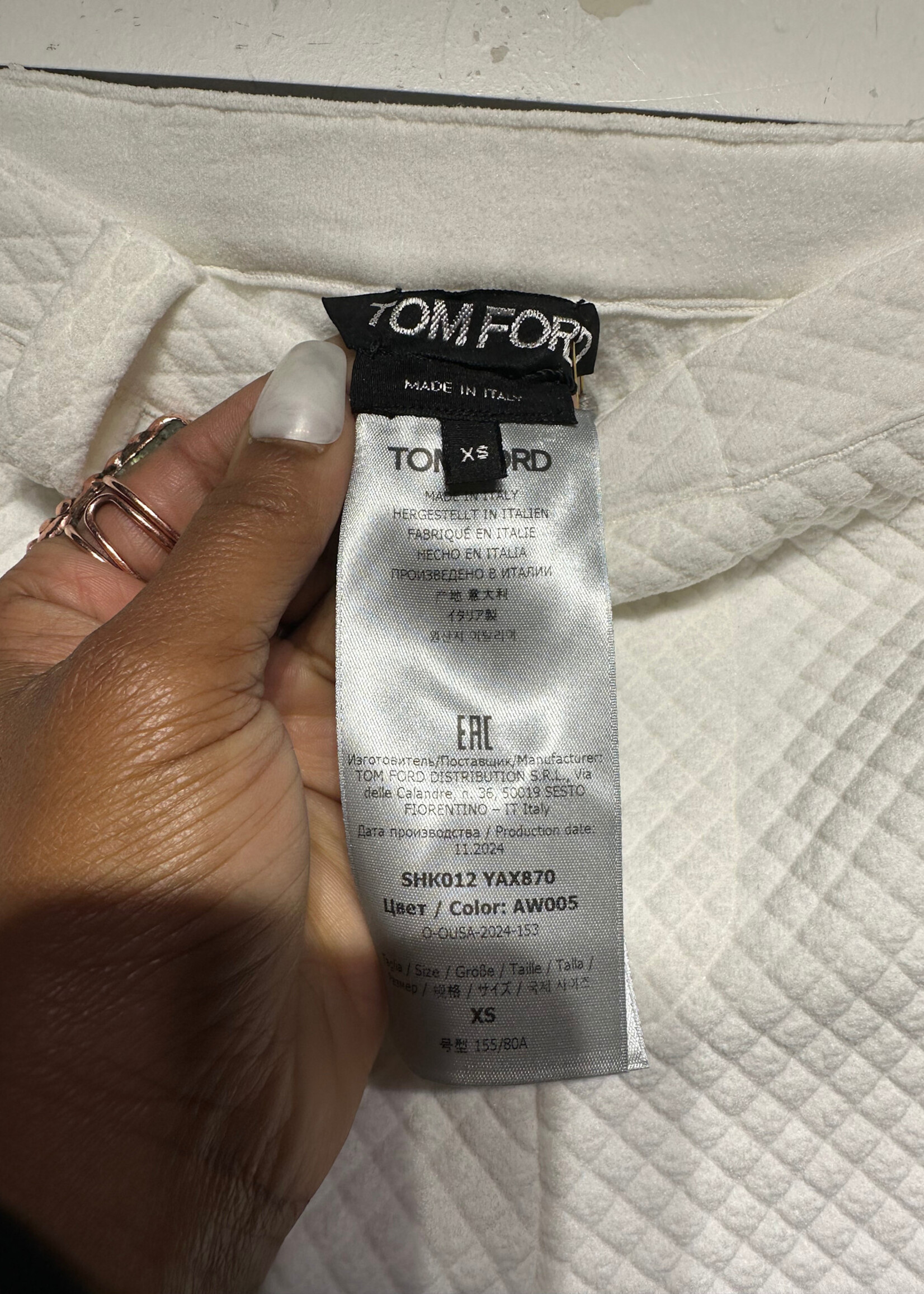 Tom Ford White Quilted Shorts Fem 24