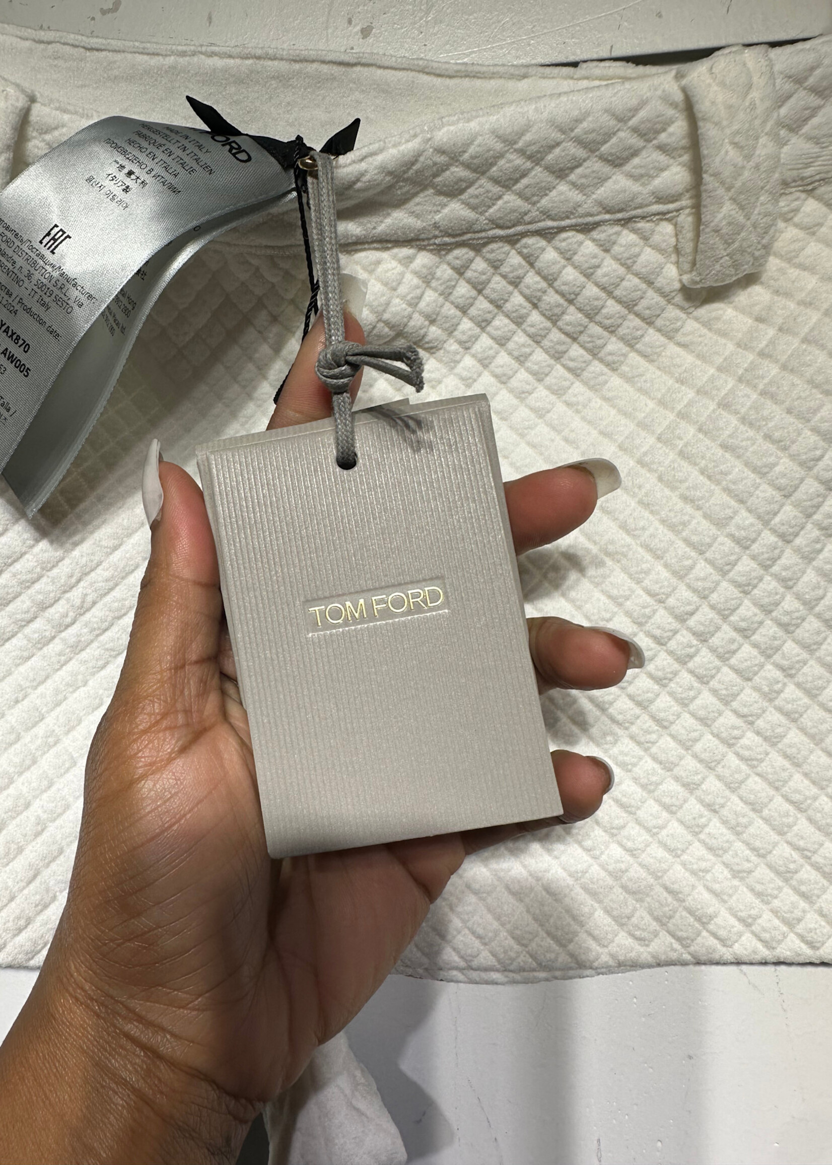 Tom Ford White Quilted Shorts Fem 24