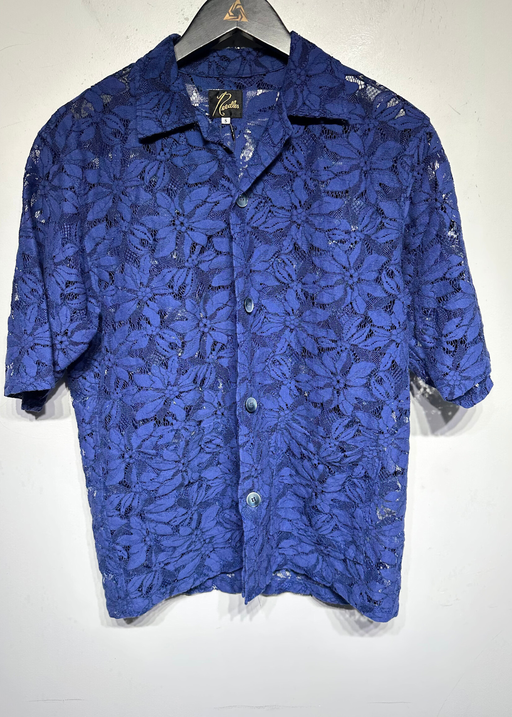 Needles SS23 Dark Blue Lace Camp Collar BU S