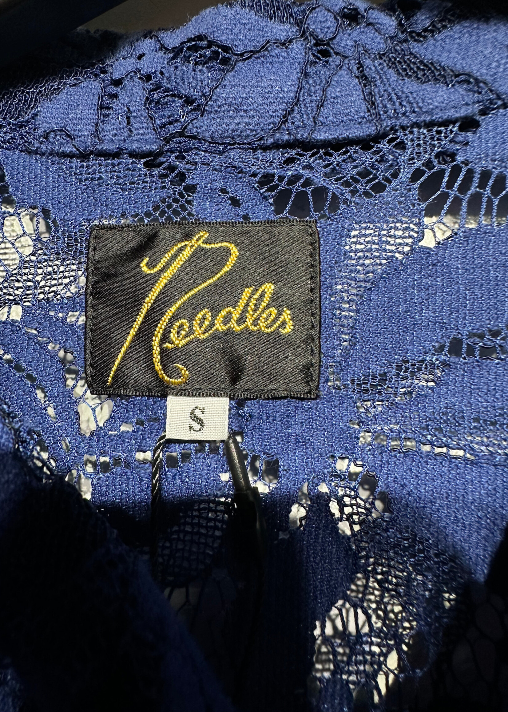 Needles SS23 Dark Blue Lace Camp Collar BU S