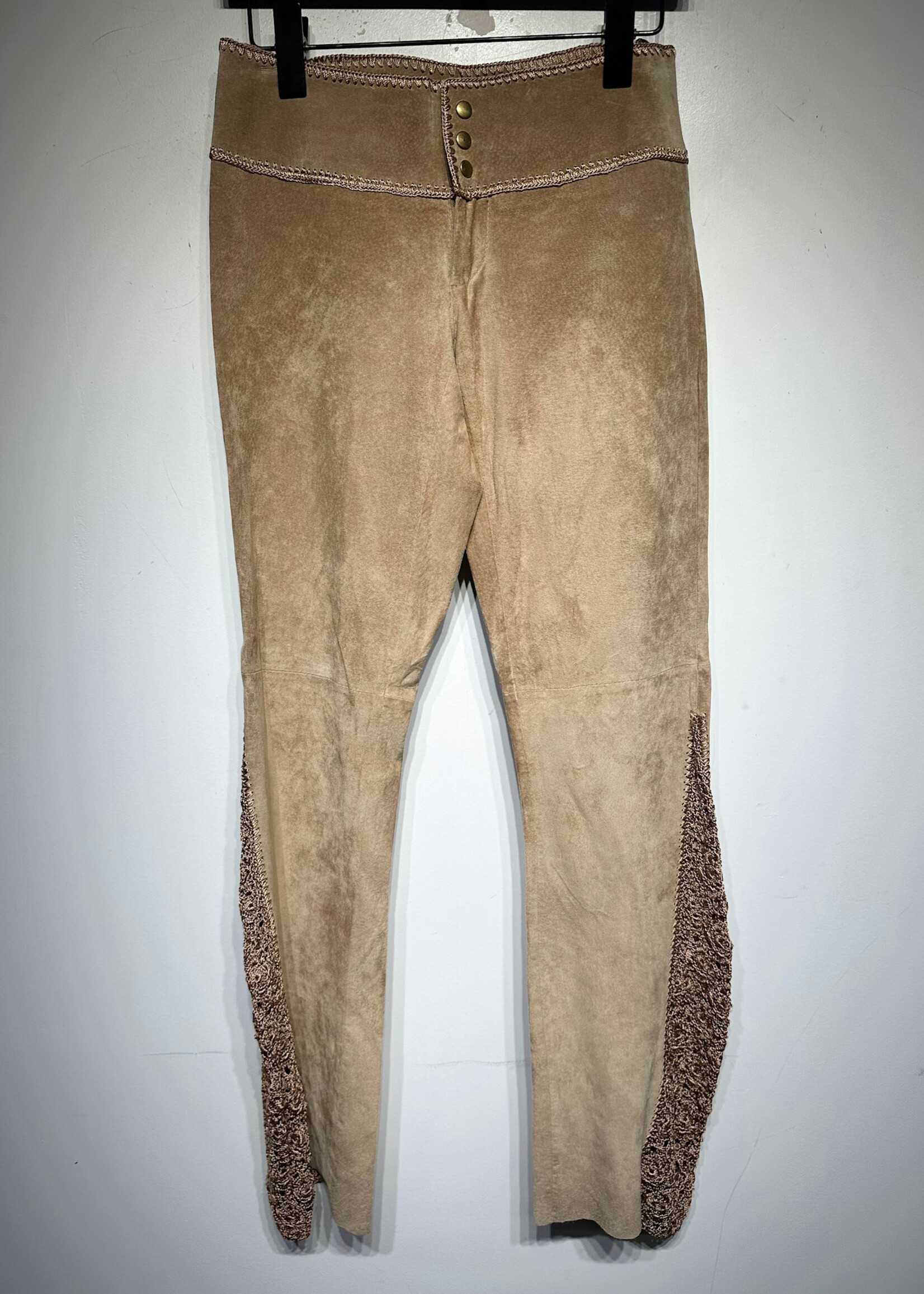 Y2K NWT Cache Suede Tan Knit Detail Flares 28